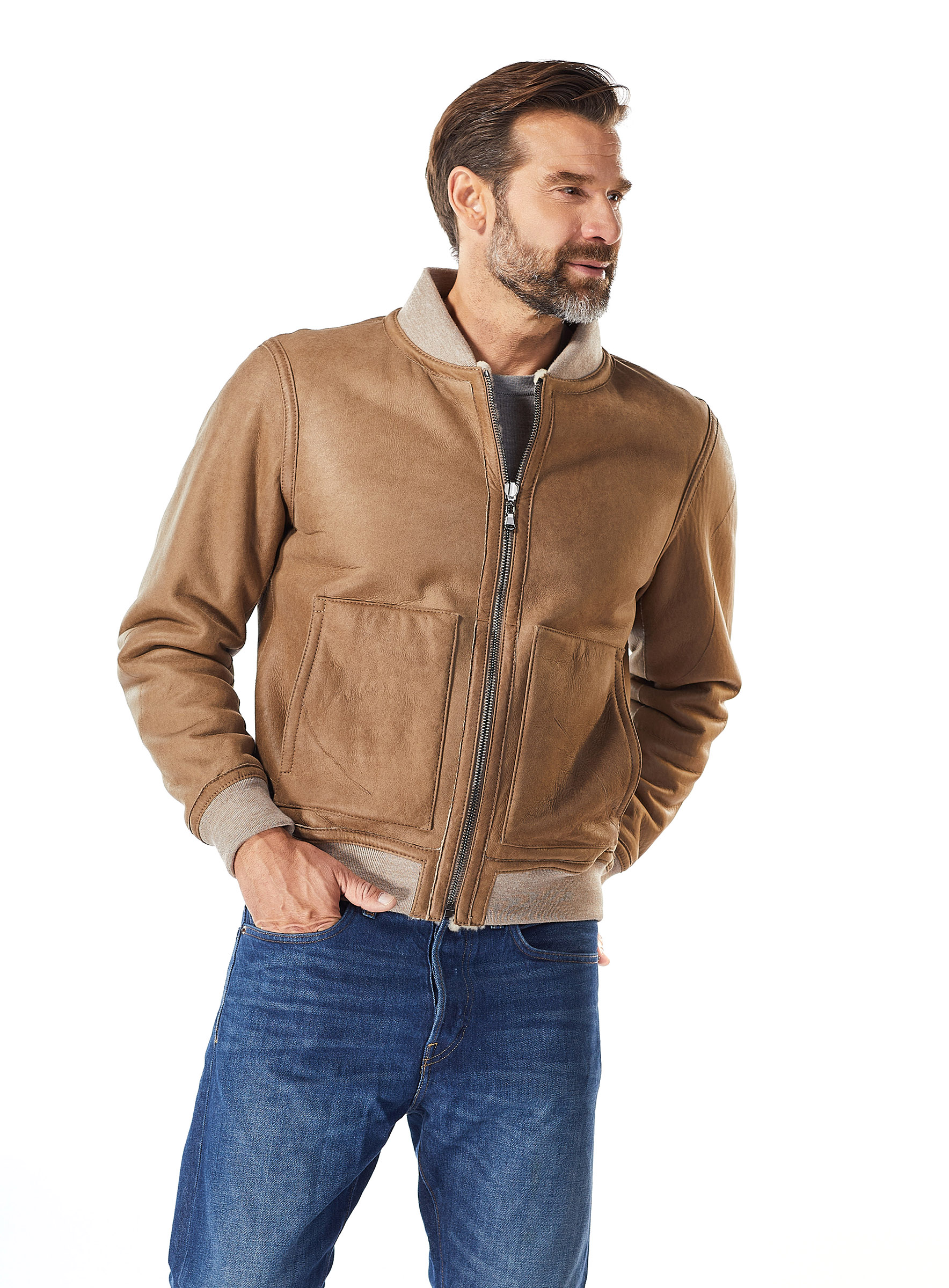 Lammfell Wendejacke für Herren Werner Christ taupe