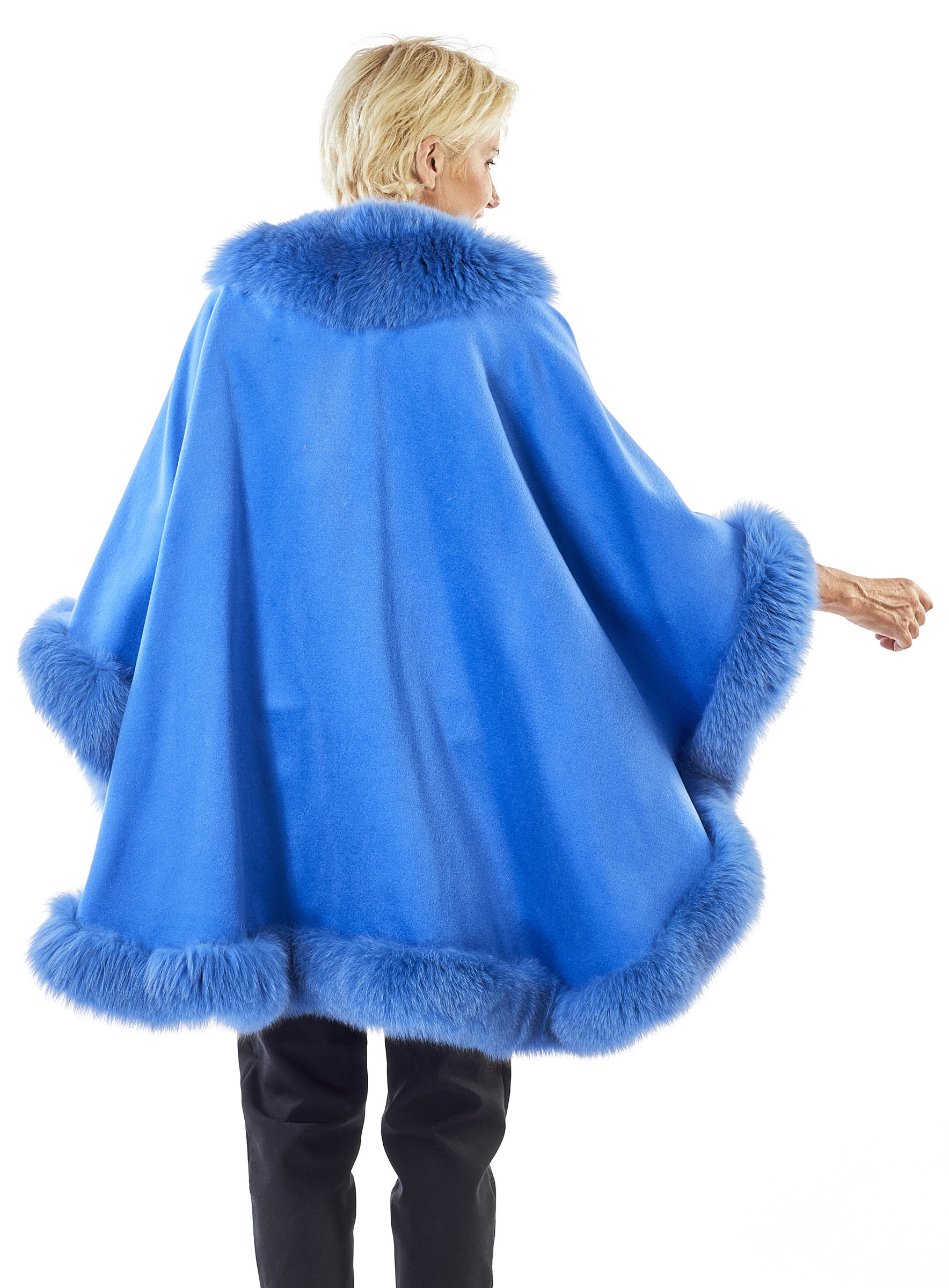Cashmere Cape mit Blaufuchs blau