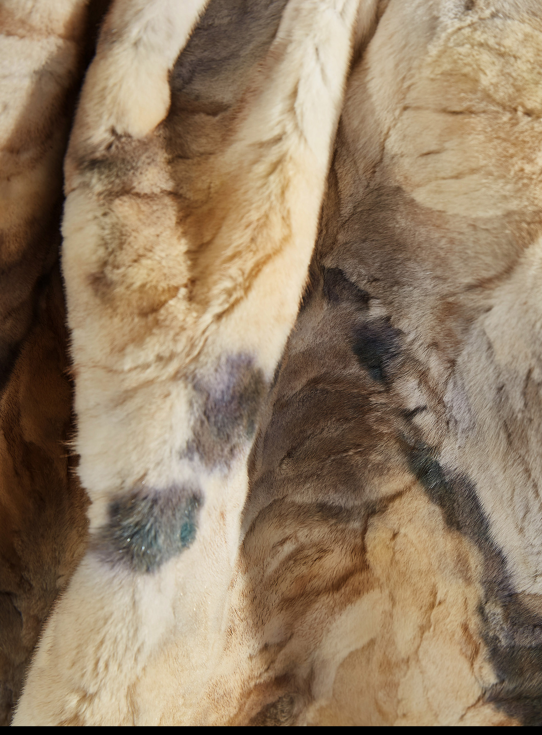 Geschorene Nerzarcade Decke beige mit Kunstdruck