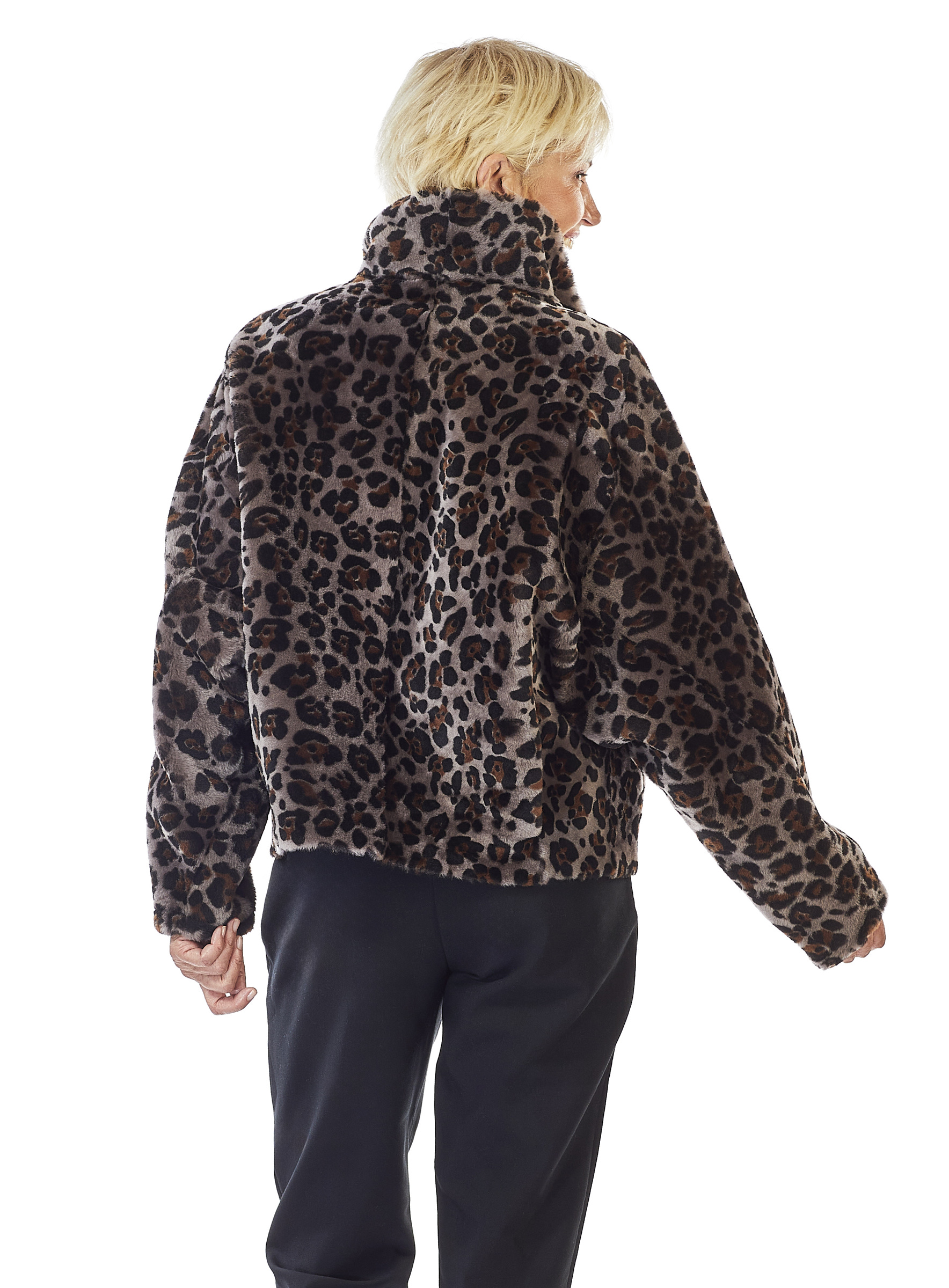 Merino Lammfell Jacke mit Leodruck