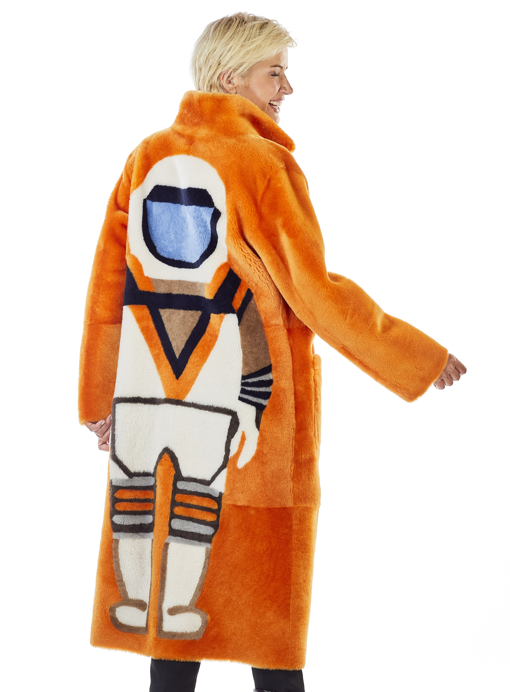 Reversible Lambskin Coat  with Astronaut Artwork