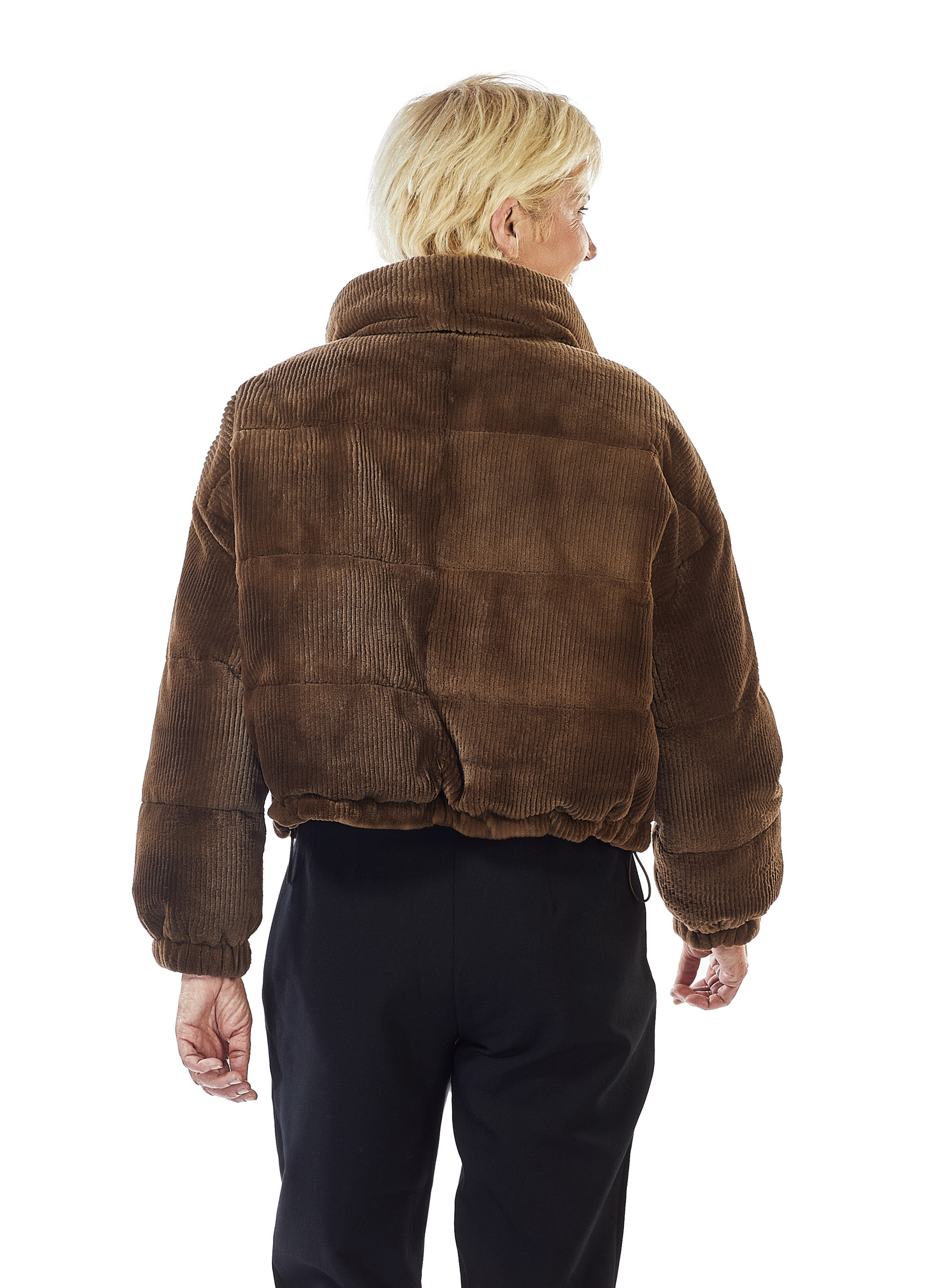 Superleichte Nerz-Wendejacke mit Rillenschur und Daune