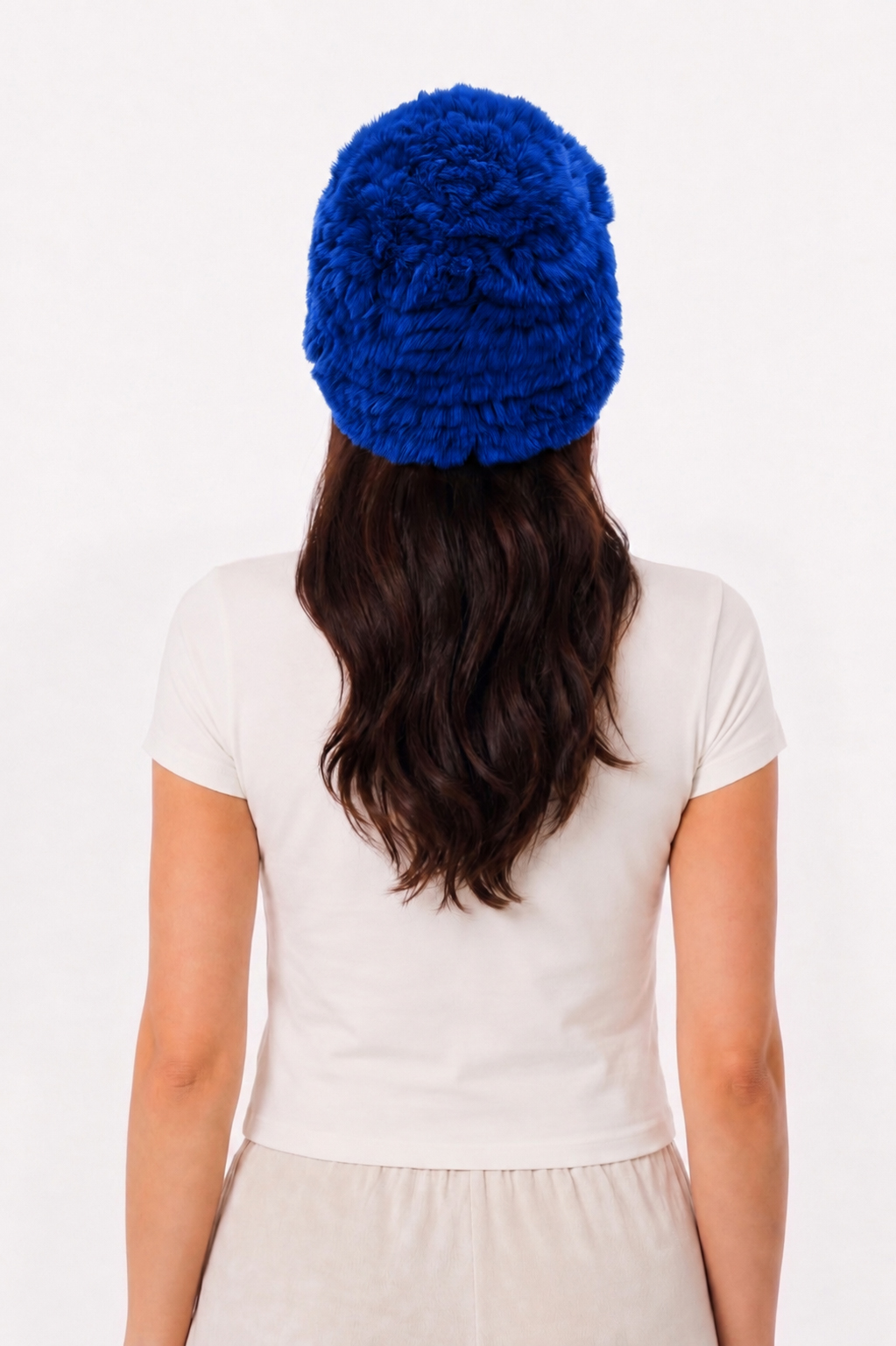 Stylische Pelzmütze aus Kaninfell electra blau