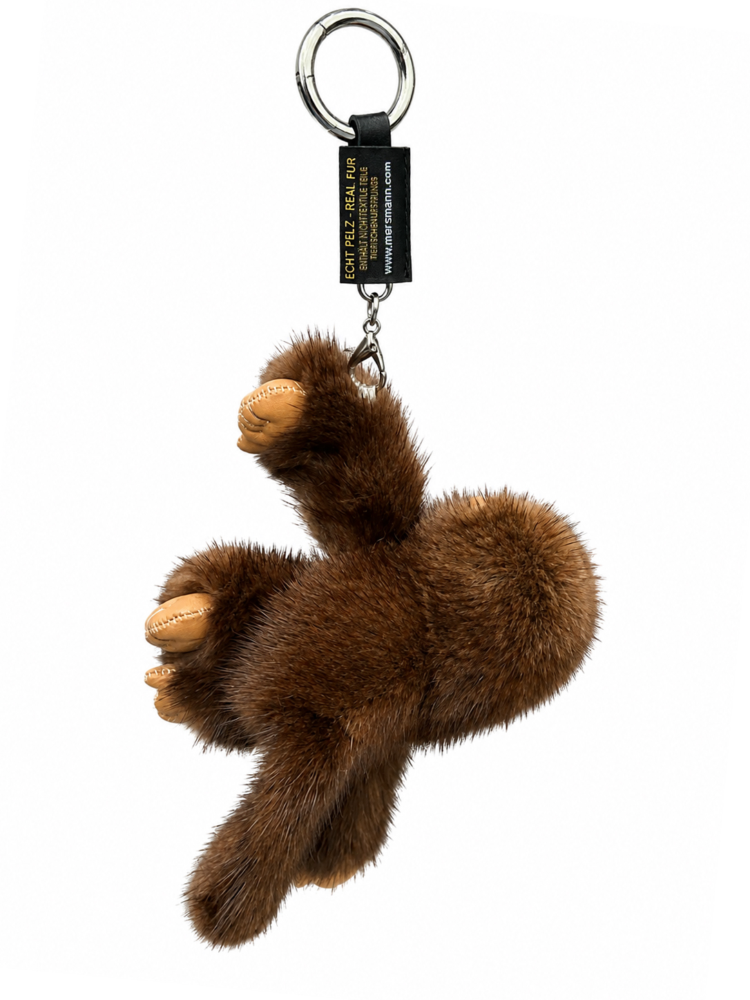 Taschenanhänger Affe aus feinen Nerzen braun-beige