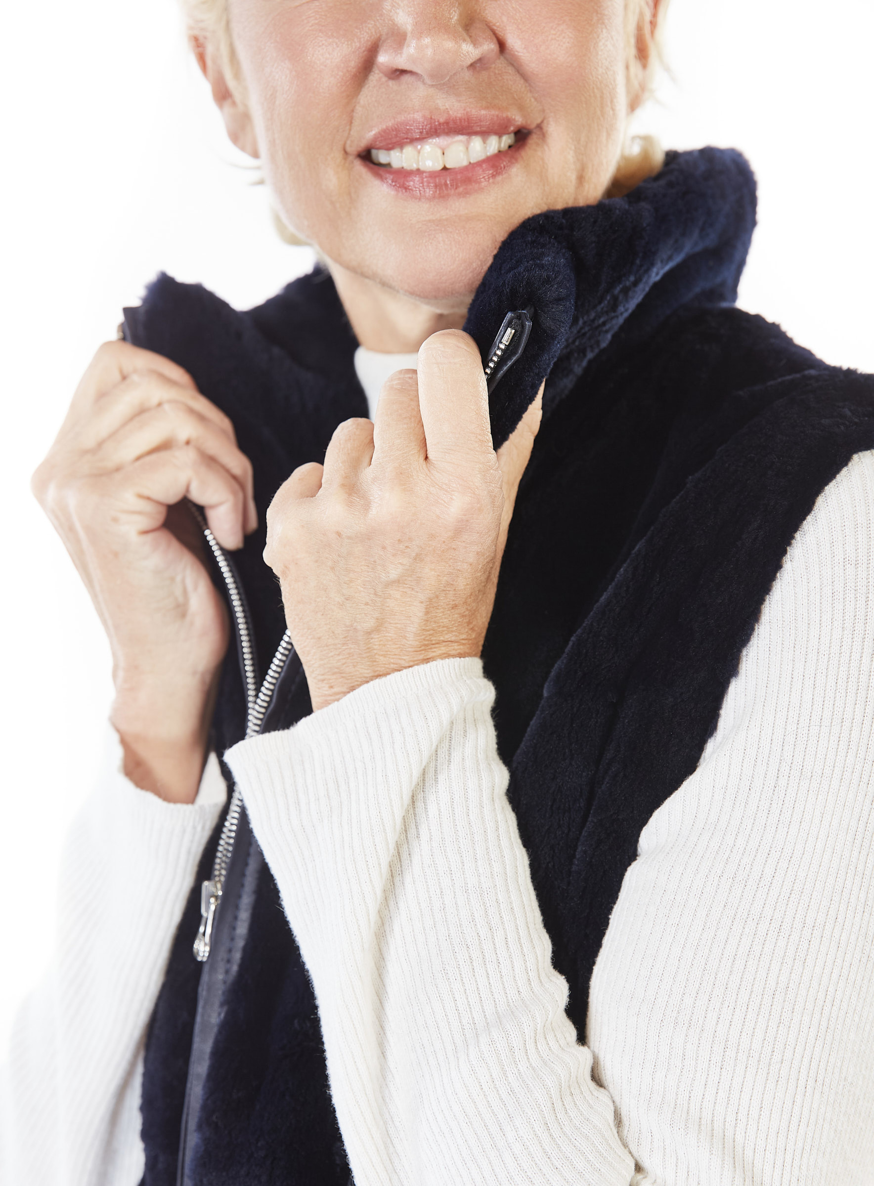 Navy Blue Muskrat Fur Gilet