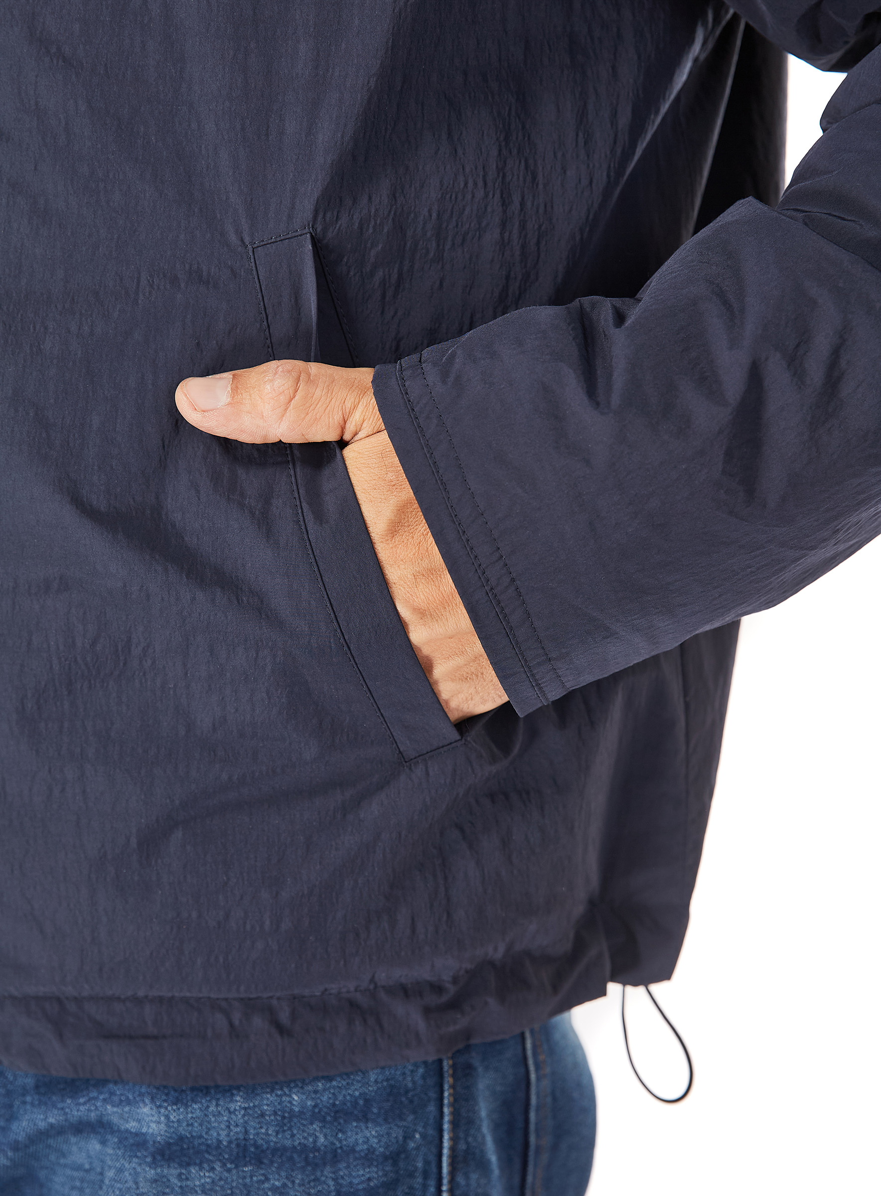 Sportive Anorak Jacke aus Mikrofaser mit Samtwiesel dunkelblau