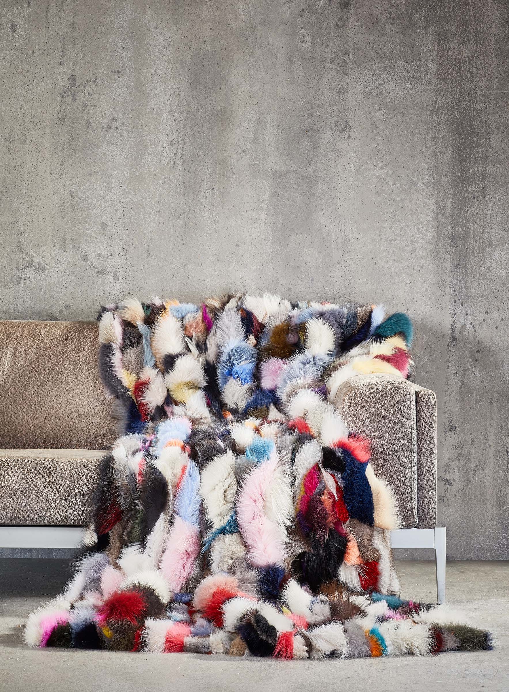 Blaufuchs Patchwork Felldecke multicolor