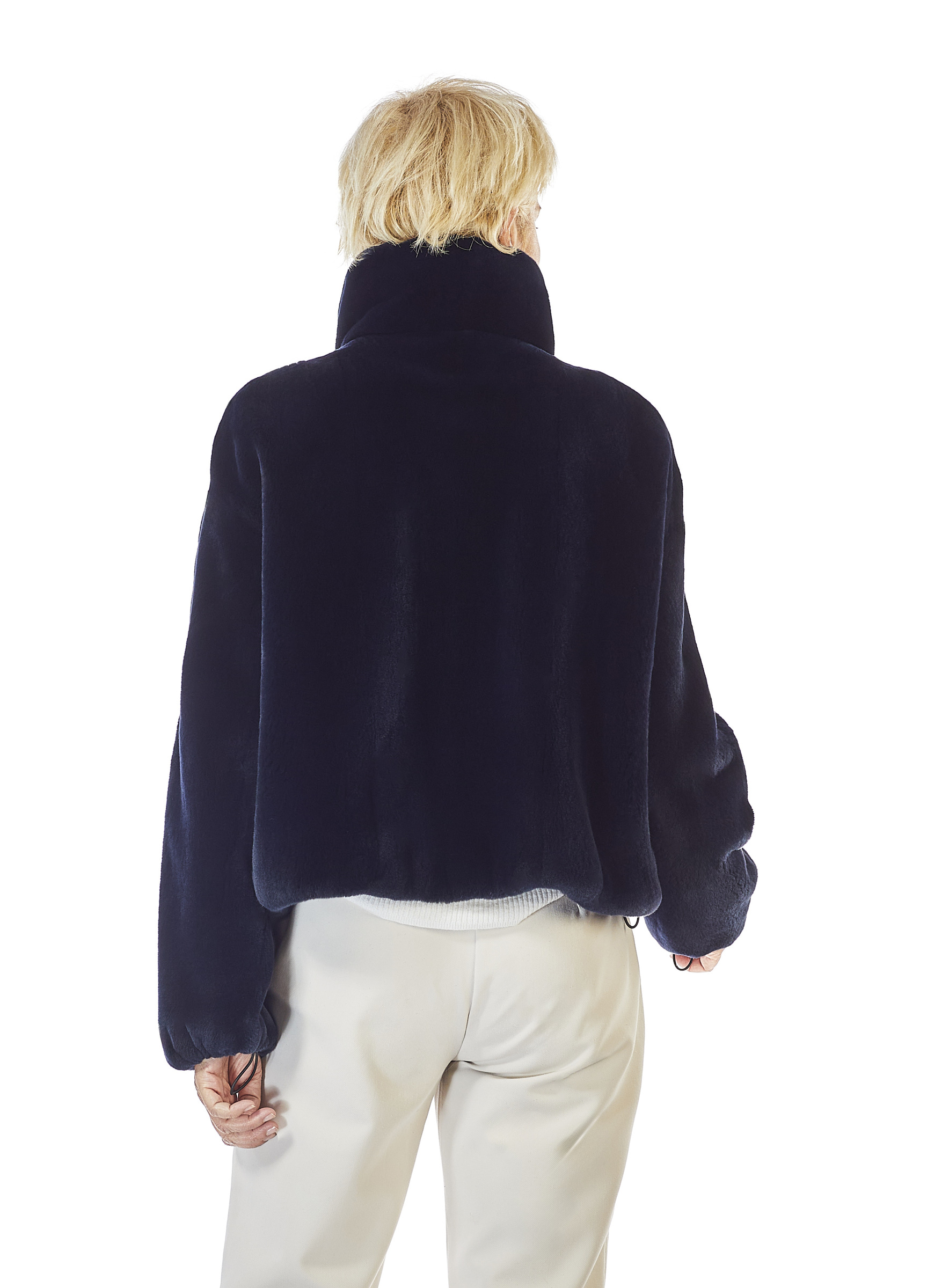 Lässiger Blouson aus Samtnerz in dunkelblau