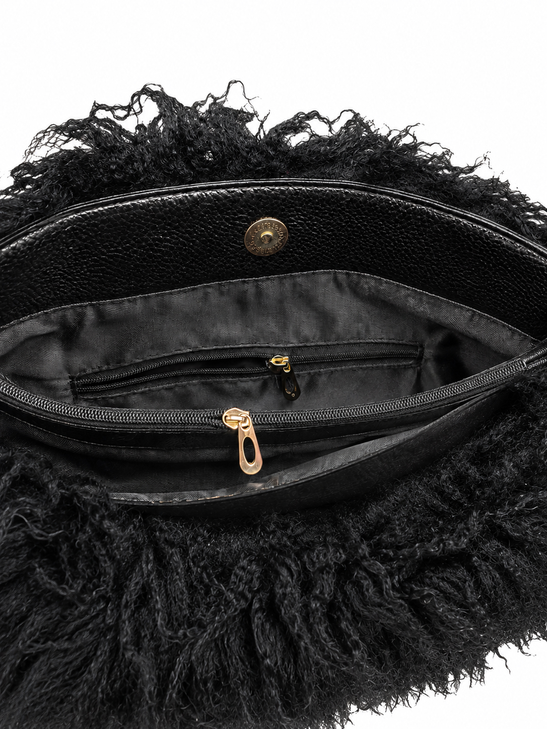 Edle Felltasche aus Tibetlamm schwarz