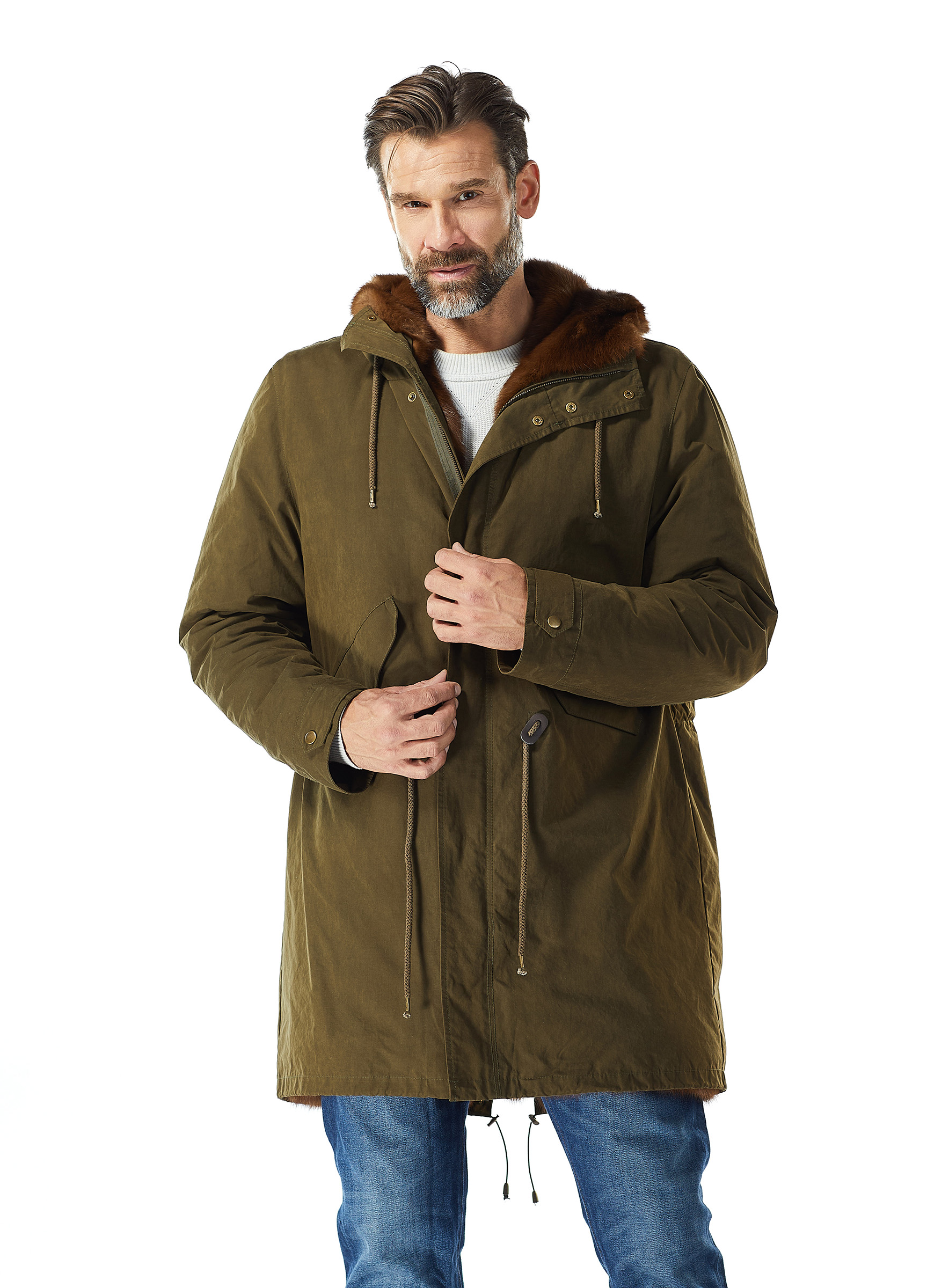 Baumwoll Herren Parka mit Zobelfutter