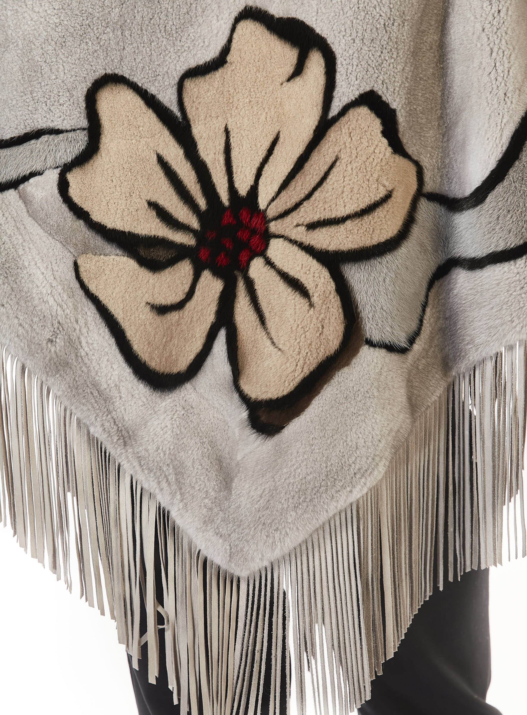 Nerz Cape sapphire mit Blumenmuster