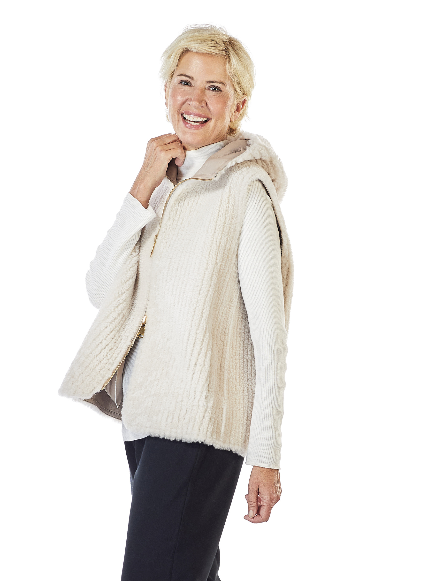 Lammfell Wendeweste mit Rillenschur Manzoni 24
