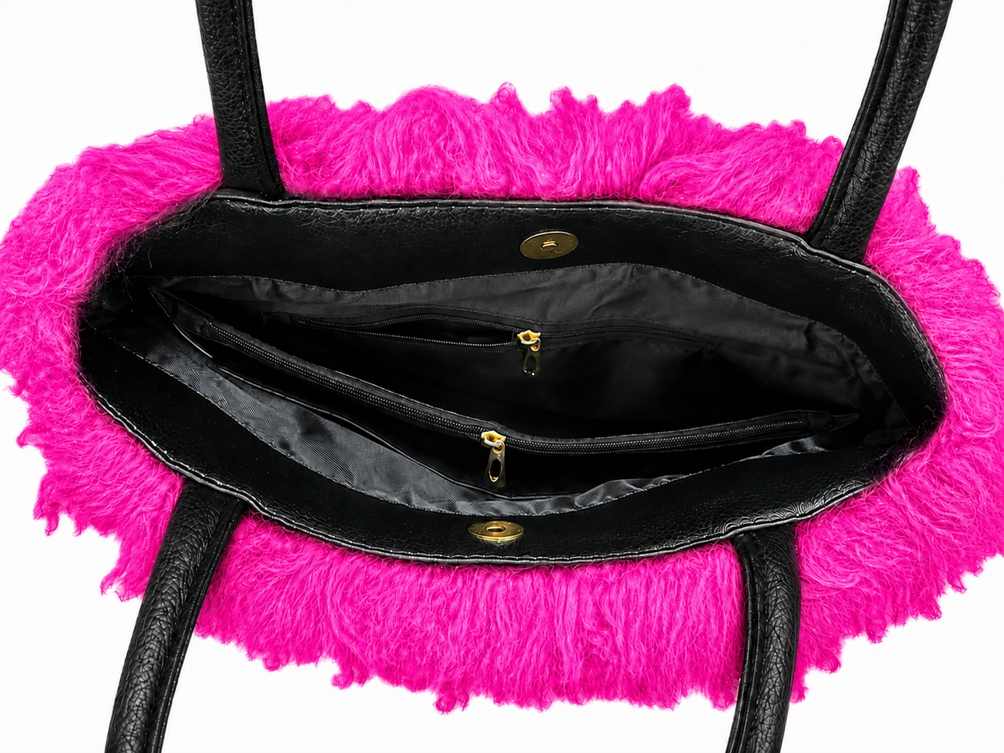 Sstylische Pelztasche aus Tibetlammfell pink