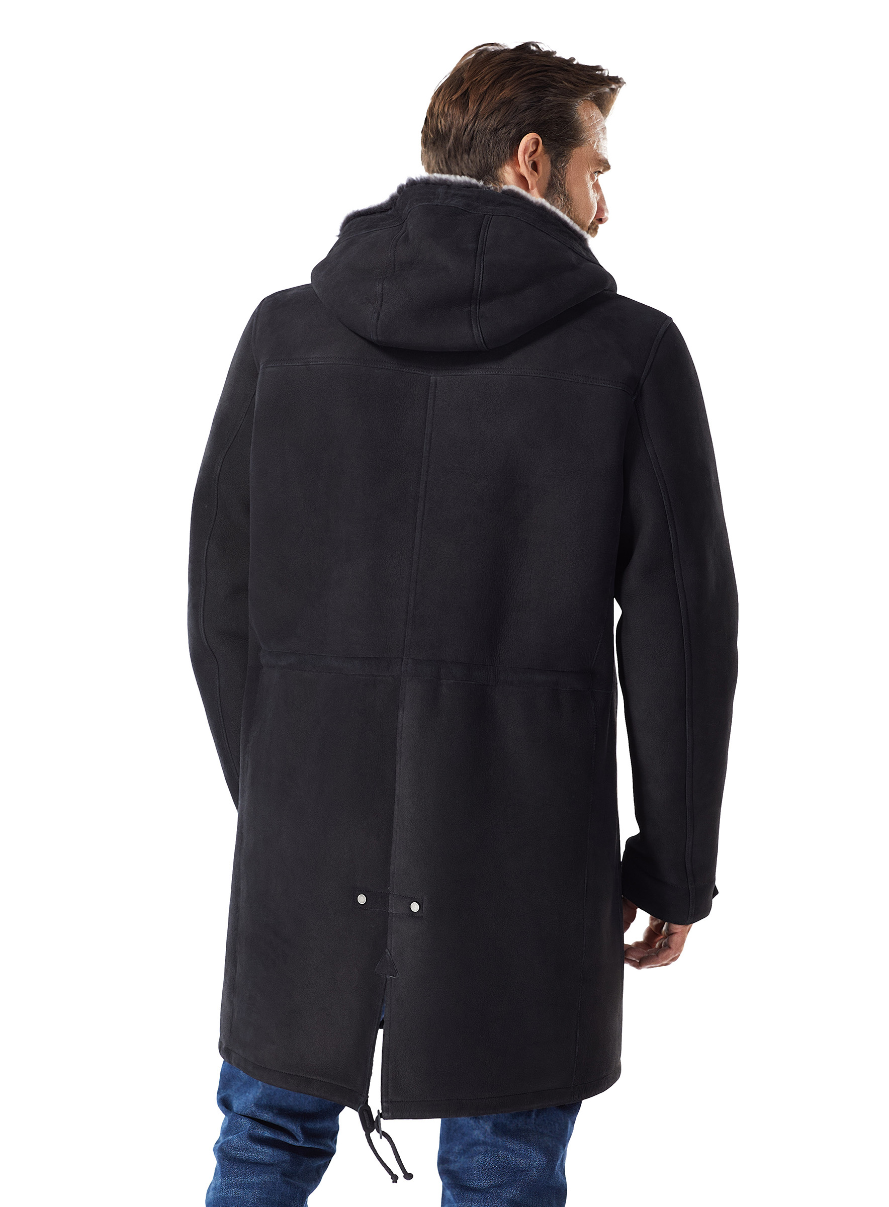 Merino Lammfell Herren Parka schwarz brisa