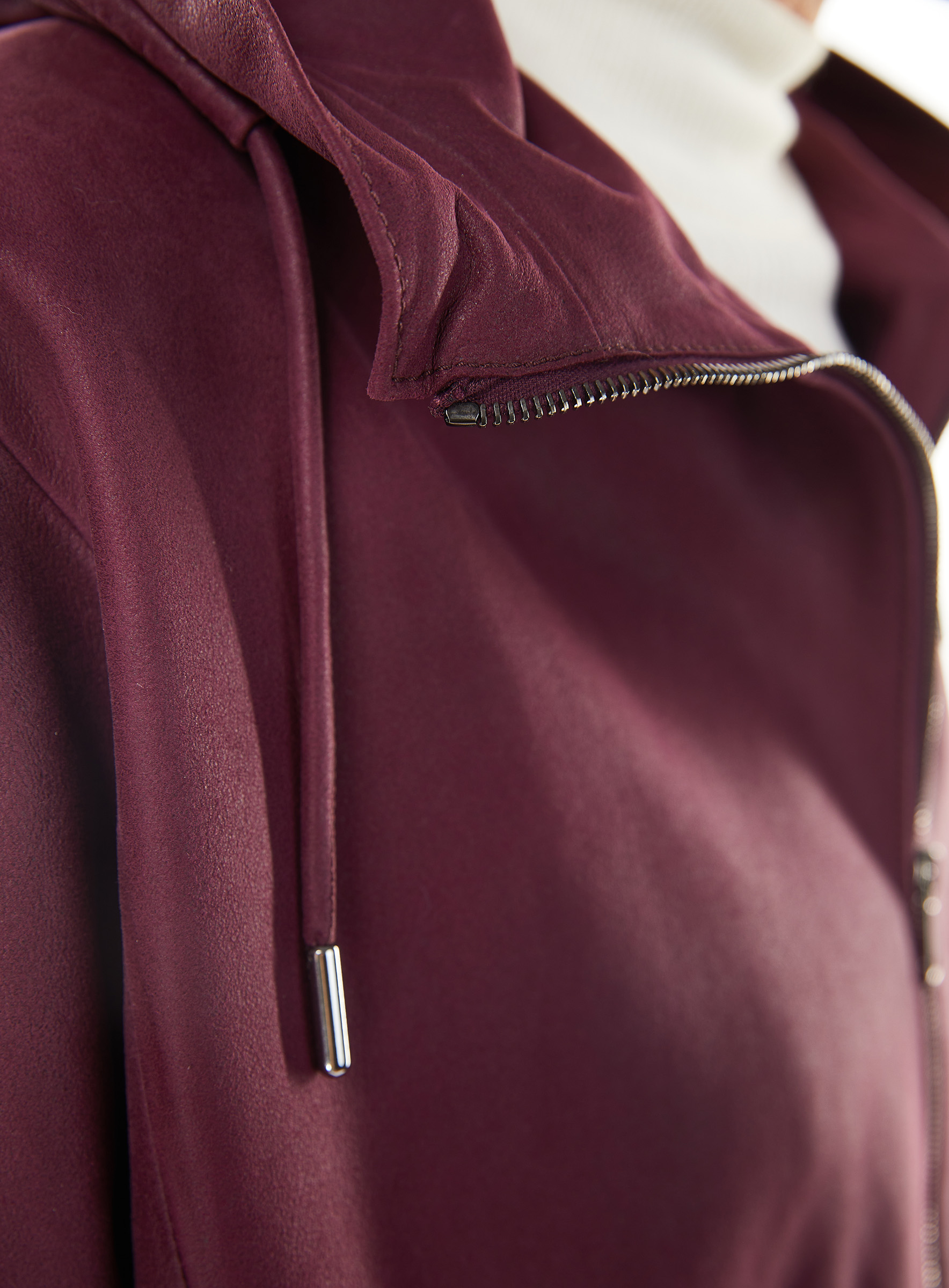 Womens Leather Jacket in Aubergine Pink/Purple by Werner Christ