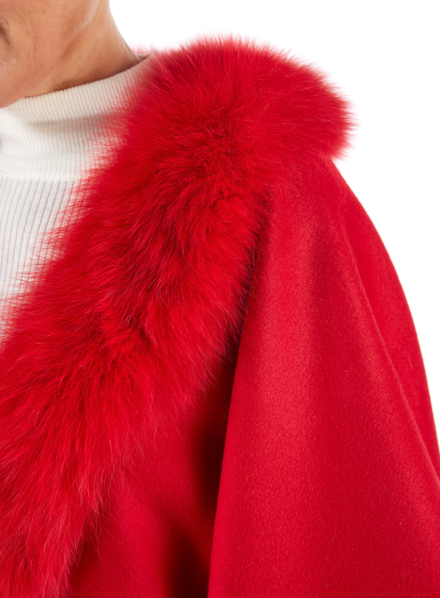 Cashmere Cape fuchsverbrämt rot