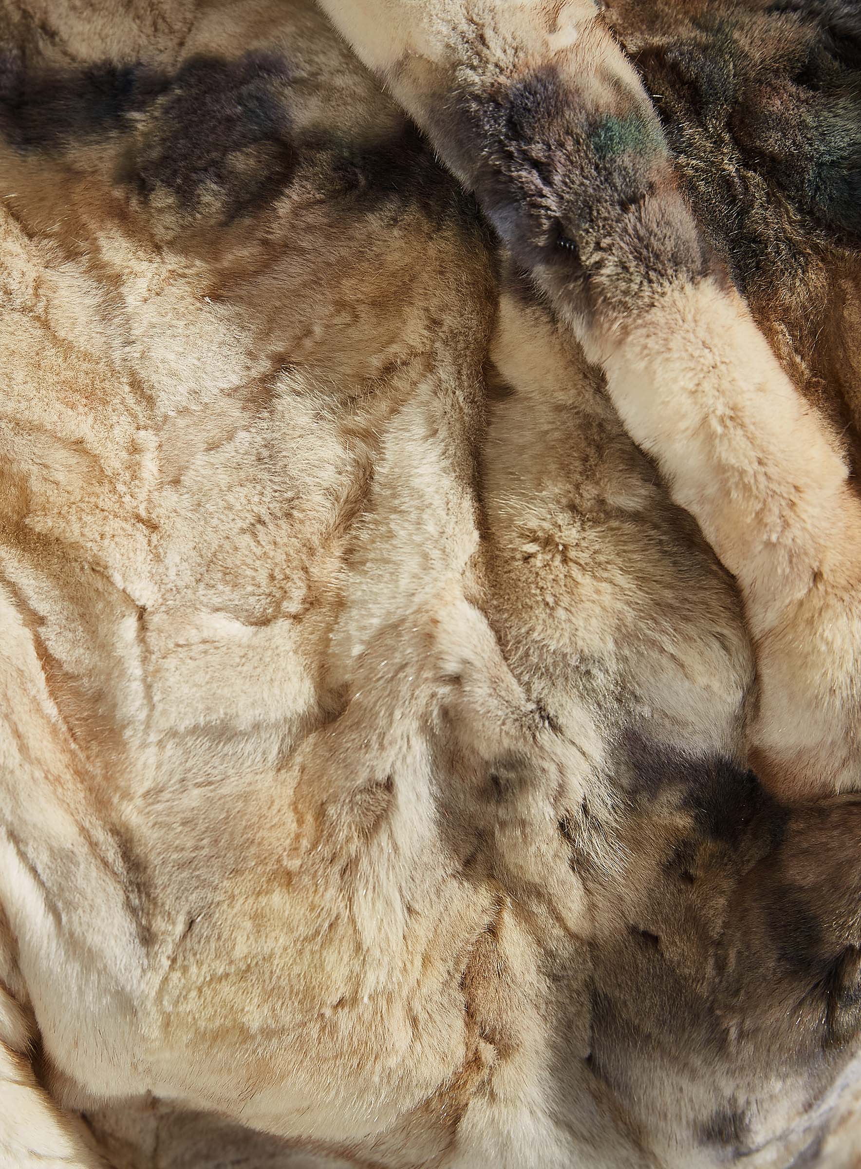 Geschorene Nerzarcade Decke beige mit Kunstdruck