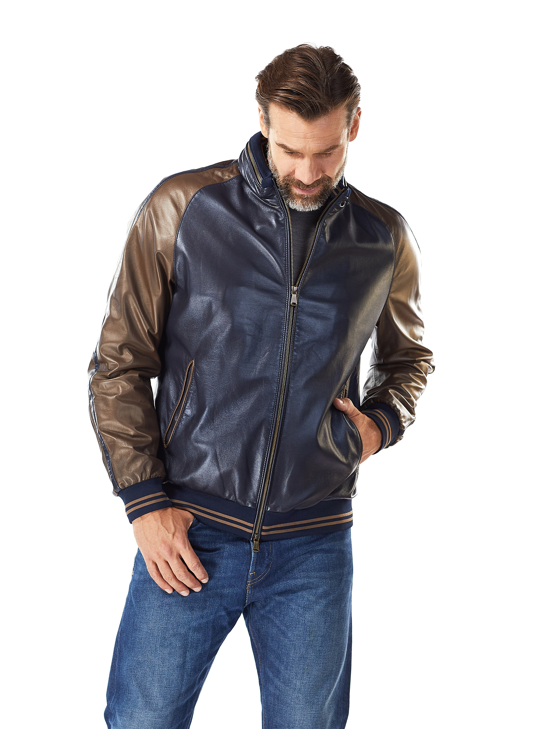 Lamm Lederjacke Marrakesch marine Heinz Bauer