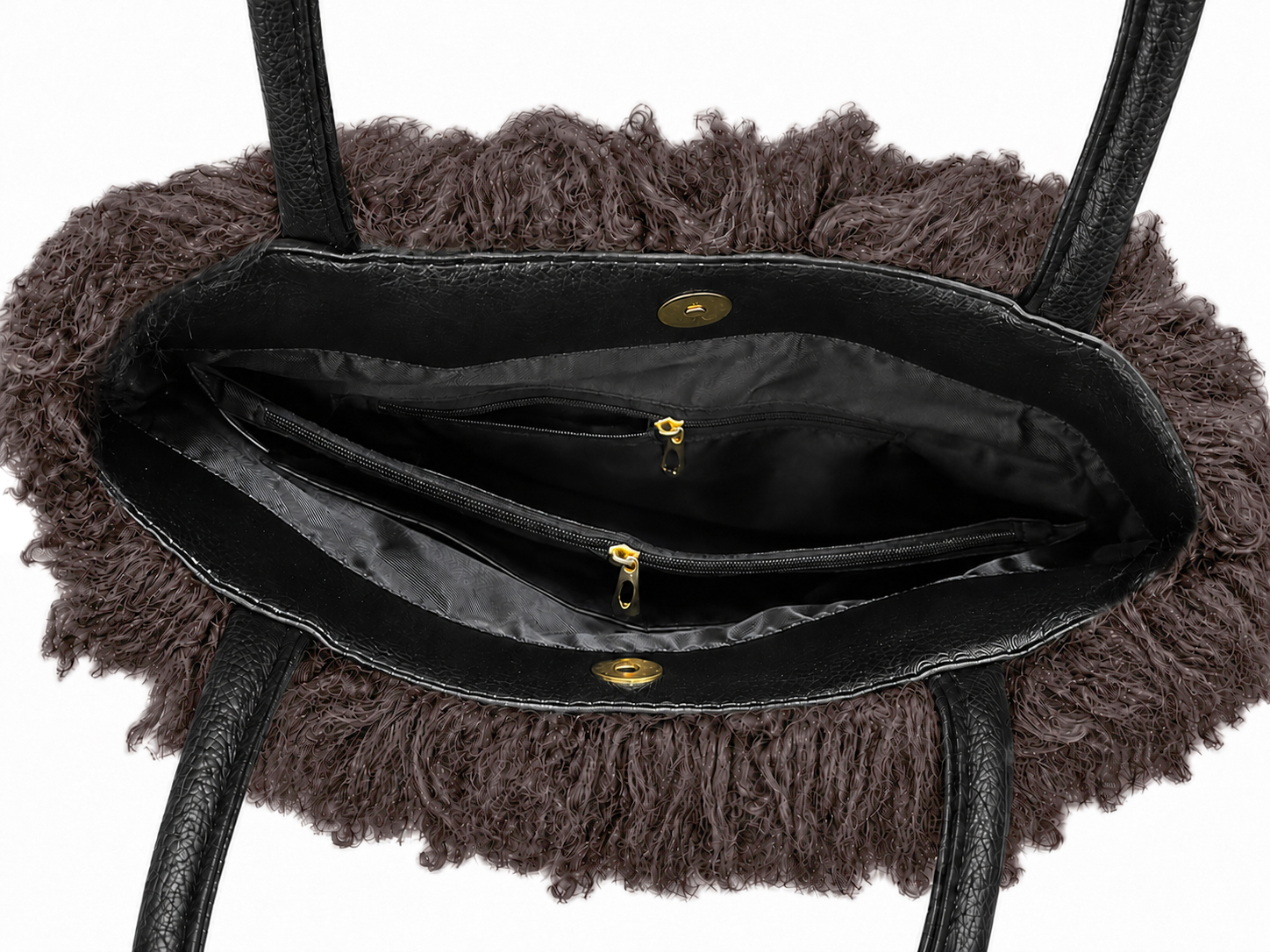 Stylische Felltasche aus Tibetlamm braun