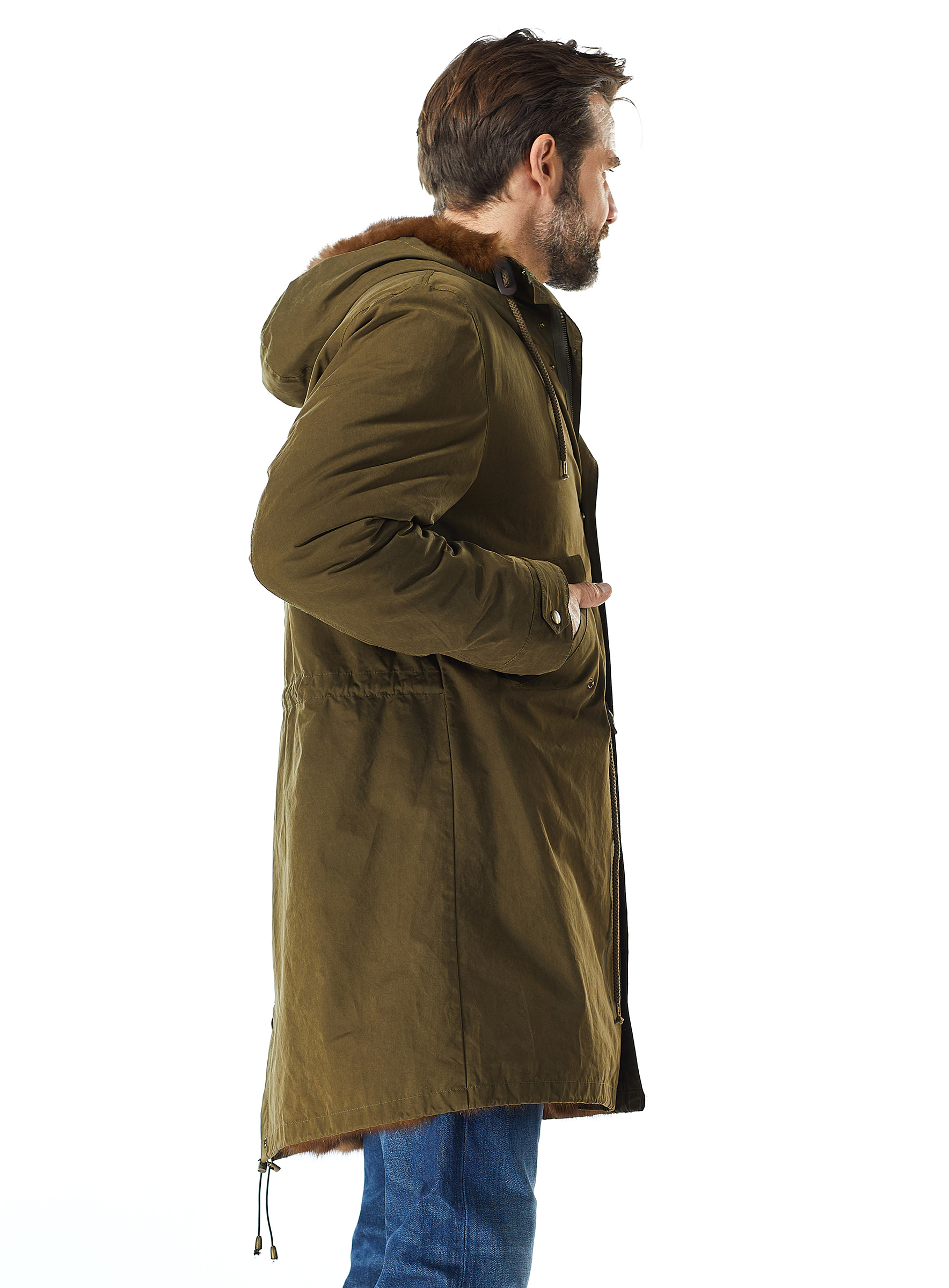 Baumwoll Herren Parka mit Zobelfutter
