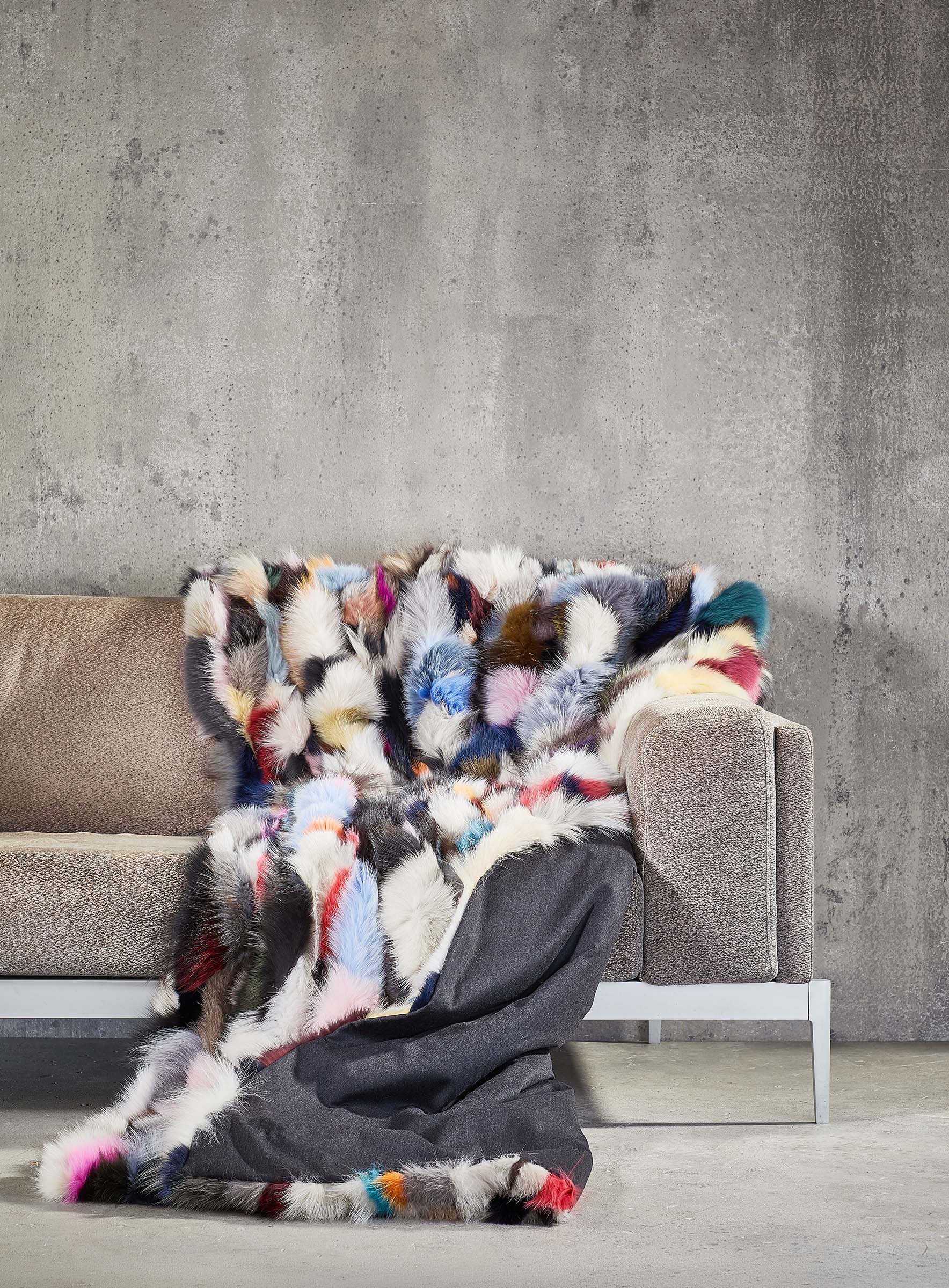 Blaufuchs Patchwork Felldecke multicolor