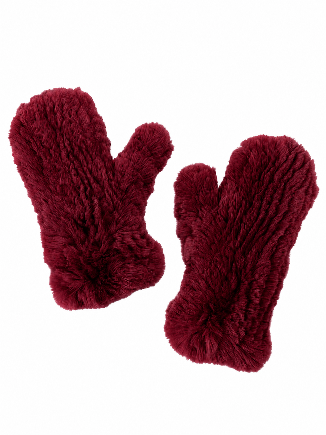 Wärme spendende Handschuhe aus Rexkaninpelz weinrot