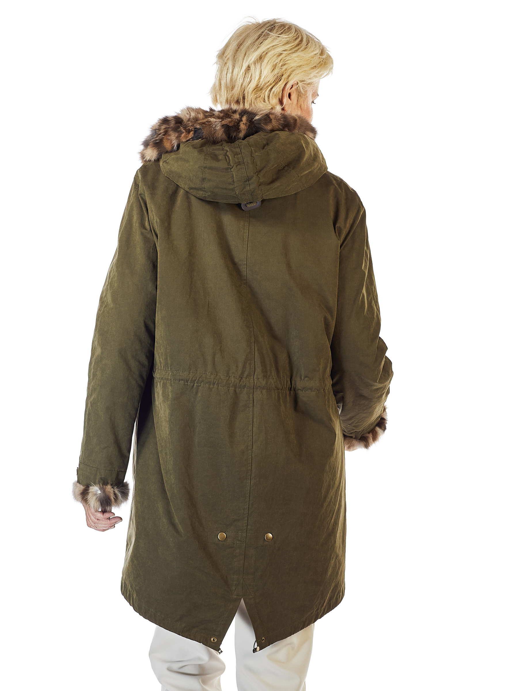 Sportiver Baumwoll Parka mit Zobelpixel oliv