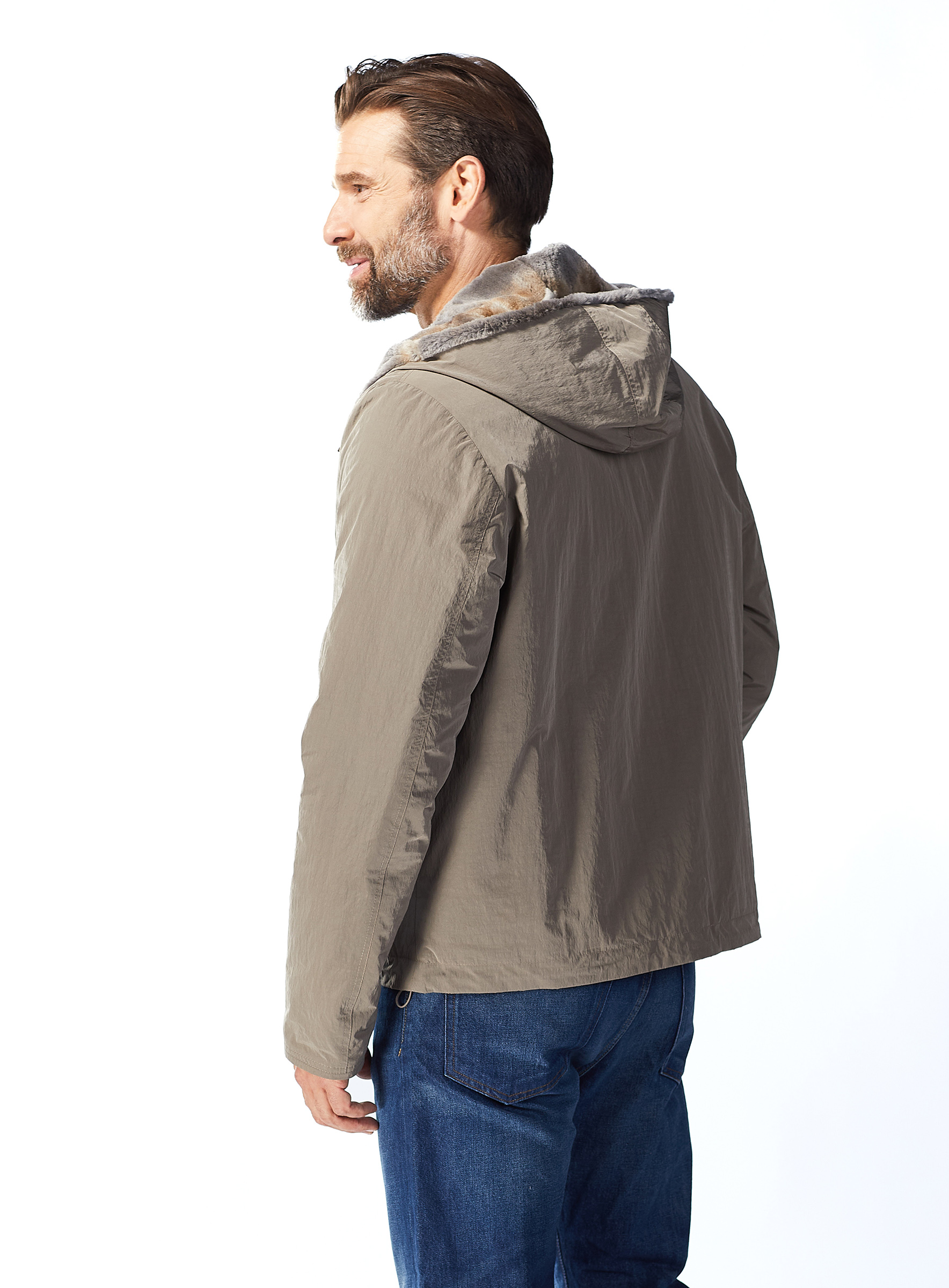 Sportive Anorak Jacke aus Mikrofaser mit Bisam Fellfutter