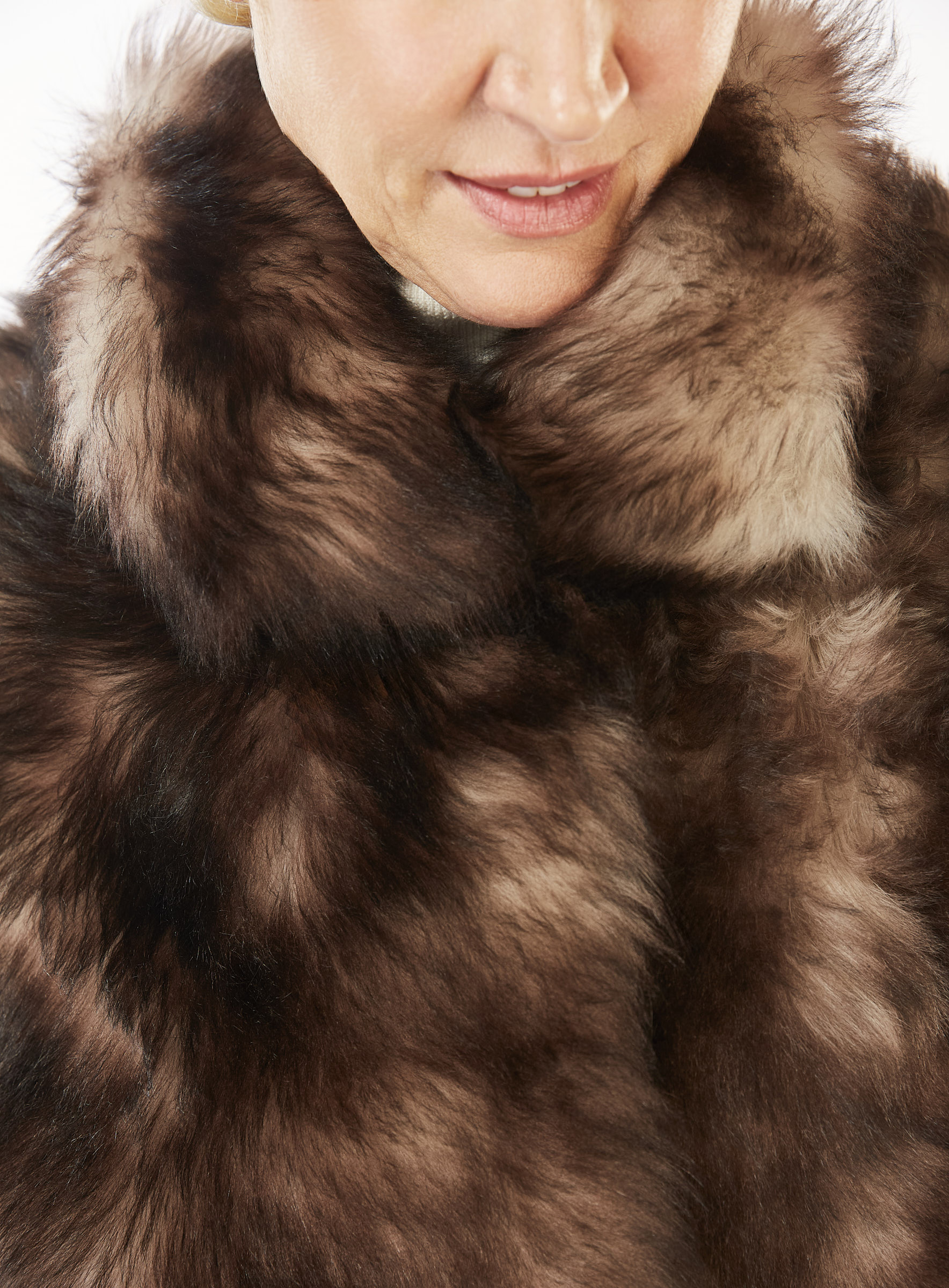 Toskana Lammfell Jacke mit dunklen Spitzen