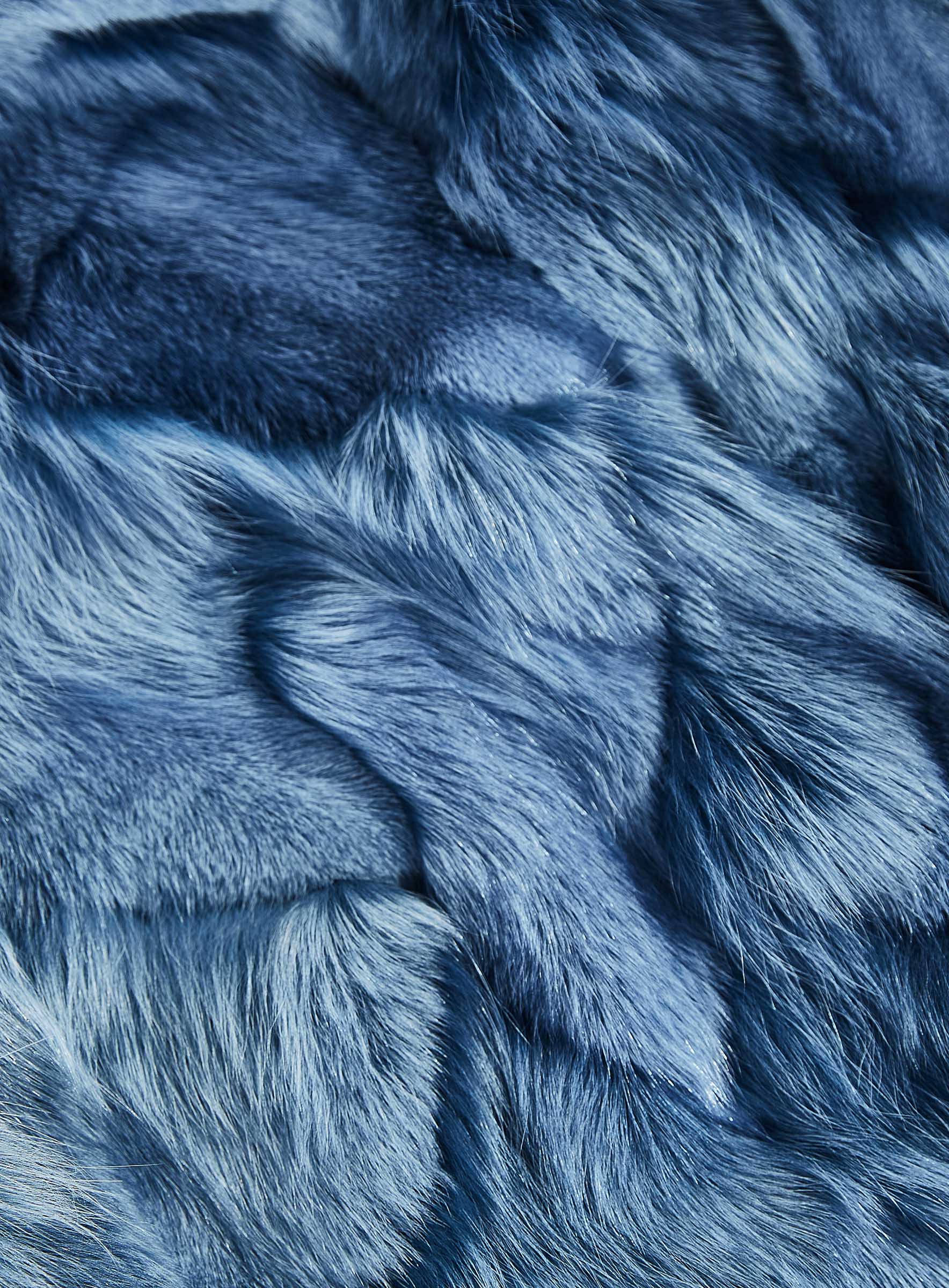 Fuchsdecke Patchwork blau mit Schurwolle