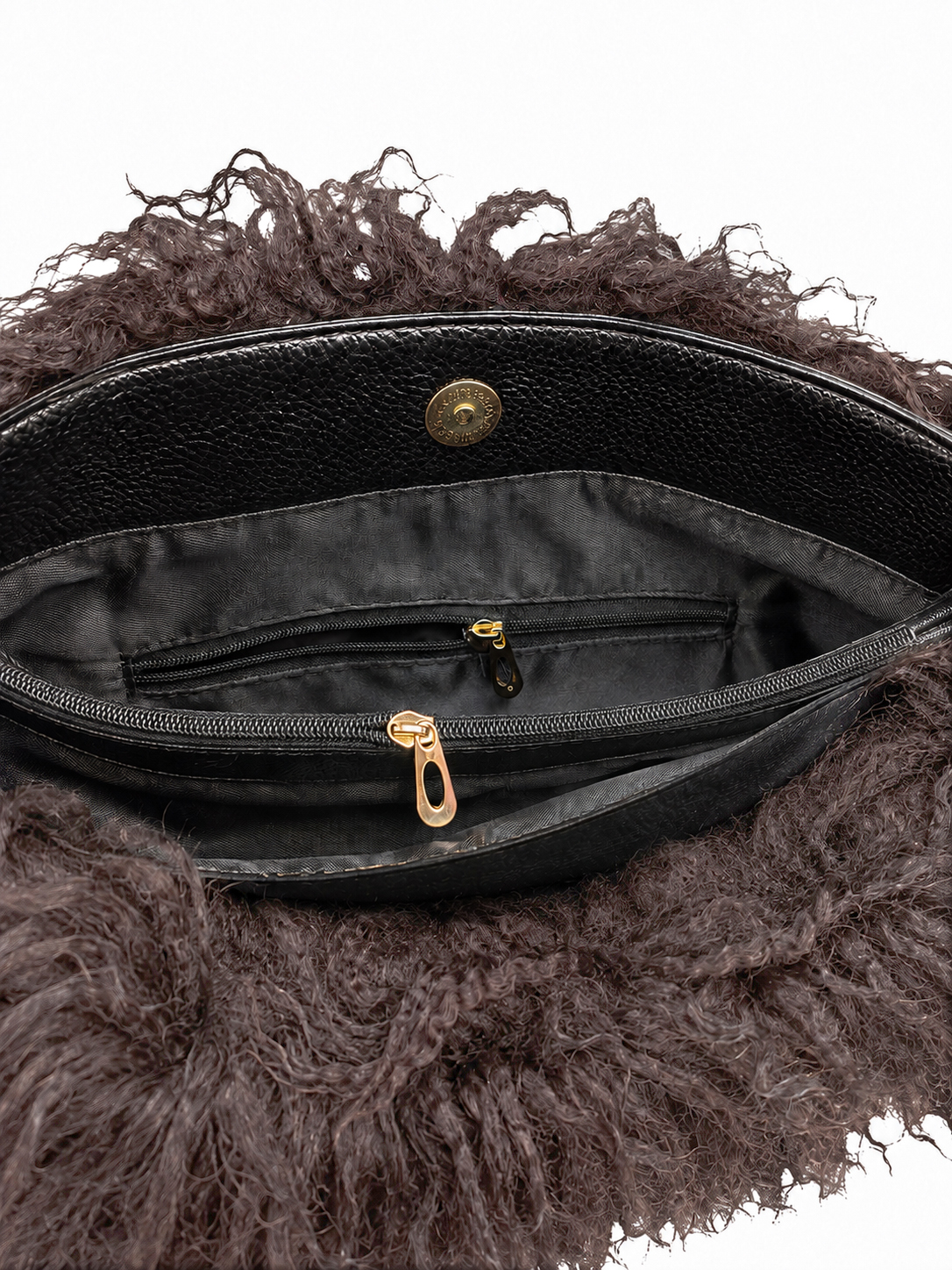 Stylische Felltasche aus Tibetlamm braun