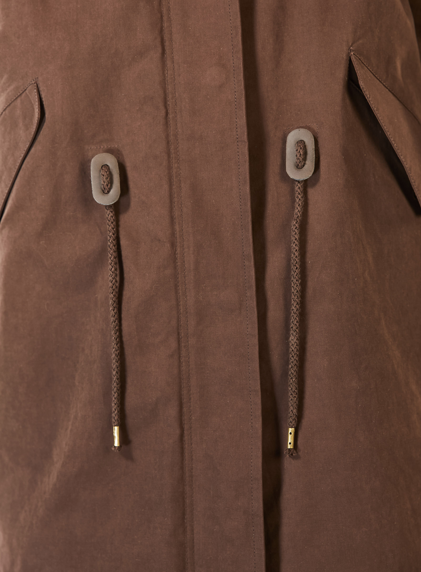 Klassischer Baumwoll Parka dunkelbraun mit Samtnerz