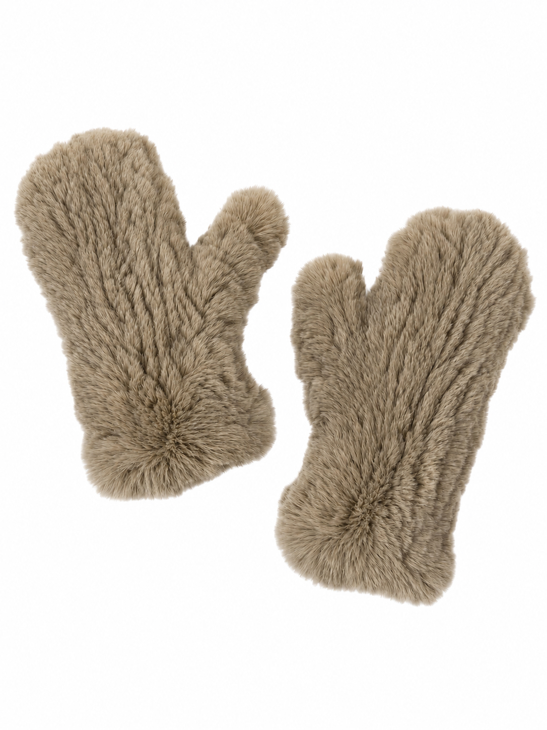 Ausgefallene Fellhandschuhe aus Rexkaninpelz taupe