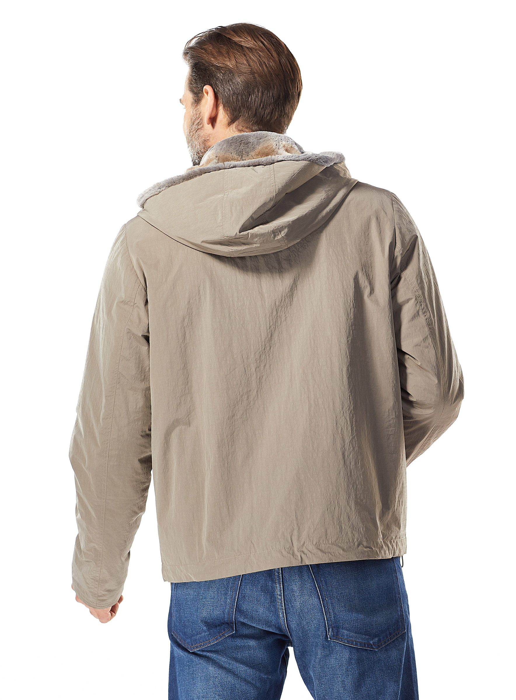 Sportive Anorak Jacke aus Mikrofaser mit Bisam Fellfutter