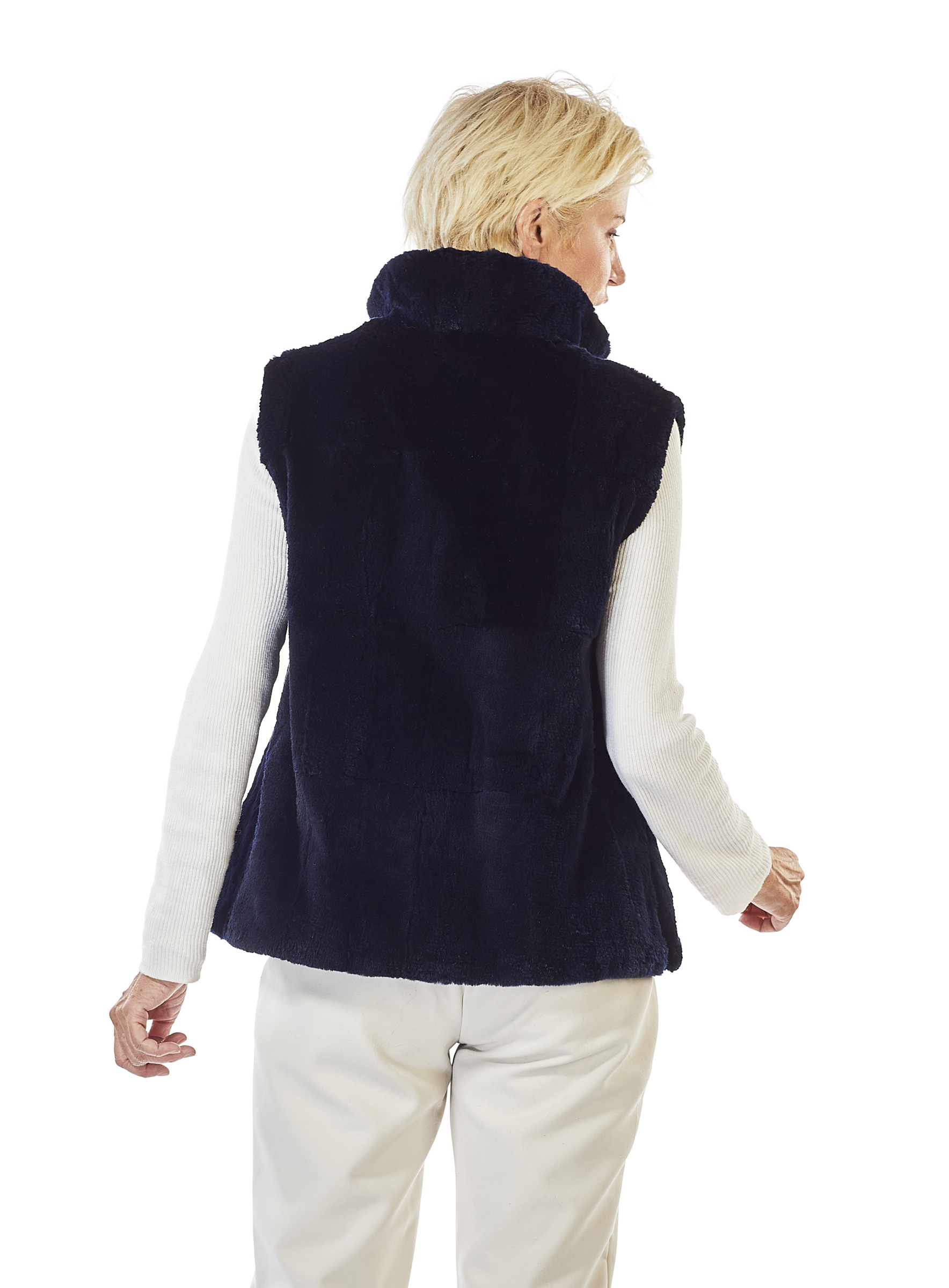Navy Blue Muskrat Fur Gilet