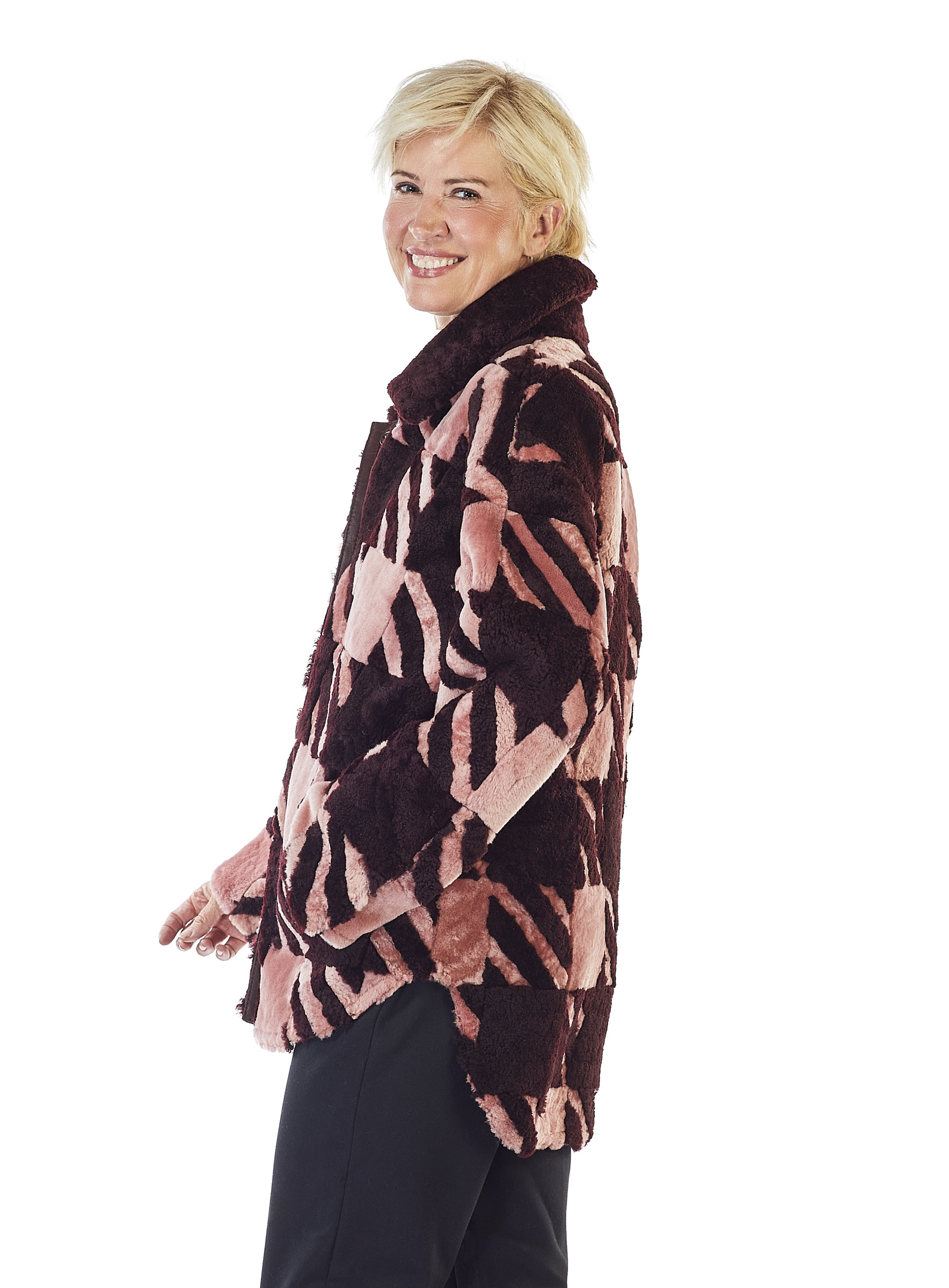 Lammfell-Wendejacke von Werner Christ bordeaux