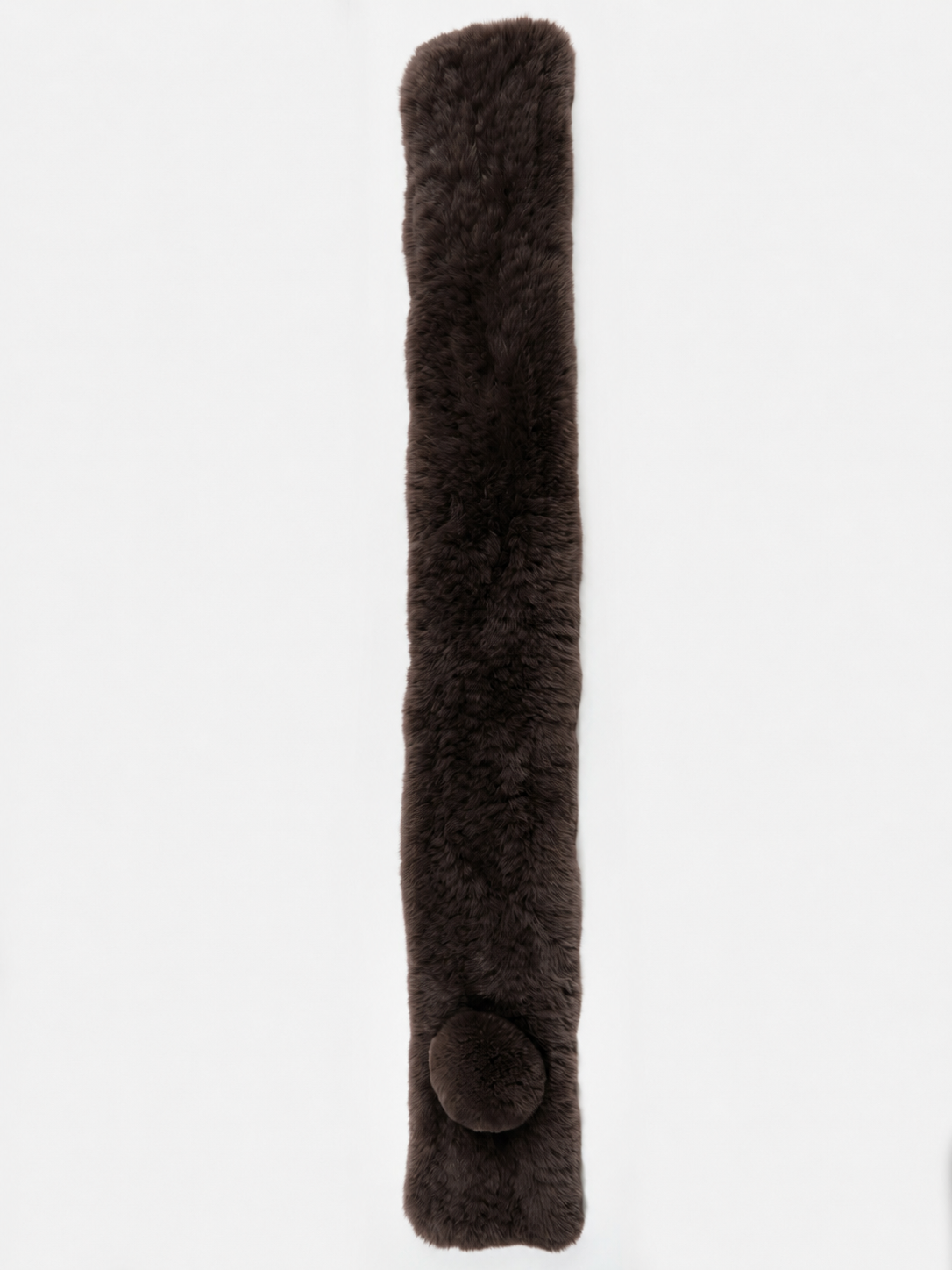 Rexkanin Pelzschal dunkelbraun mit Bommel