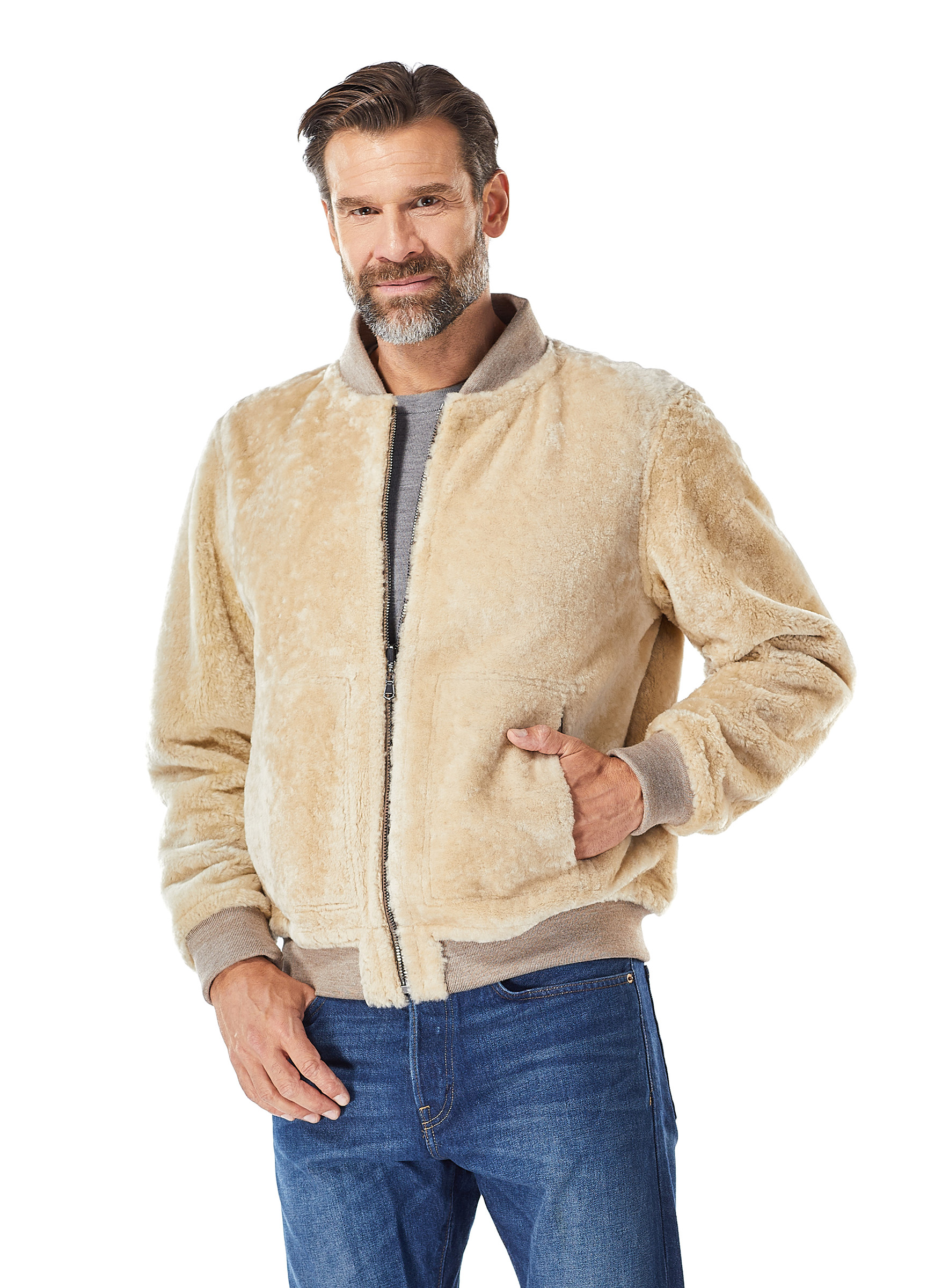 Lammfell Wendejacke für Herren Werner Christ taupe