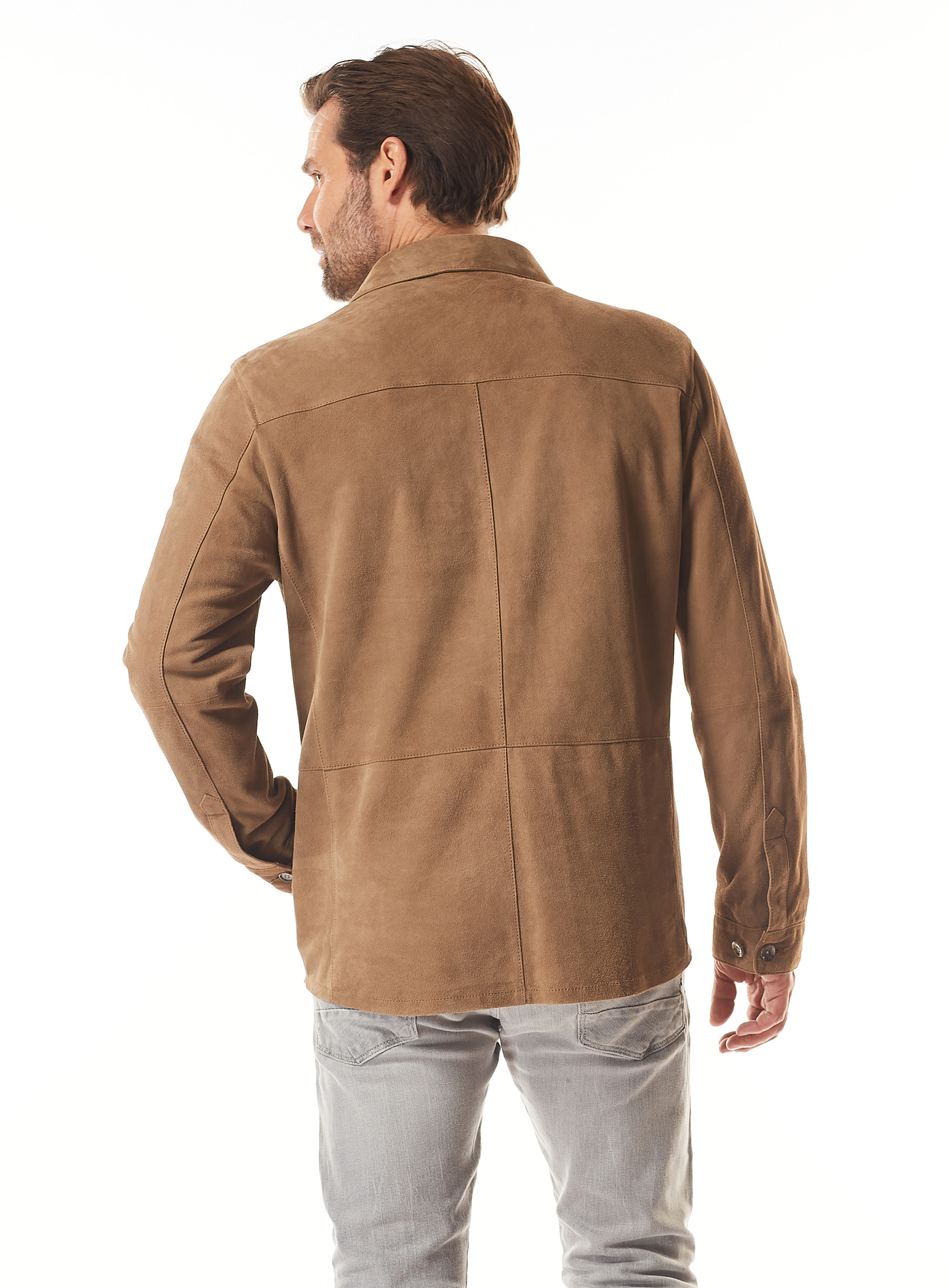 Lederhemd Overshirt  aus Ziegenvelours in taupe