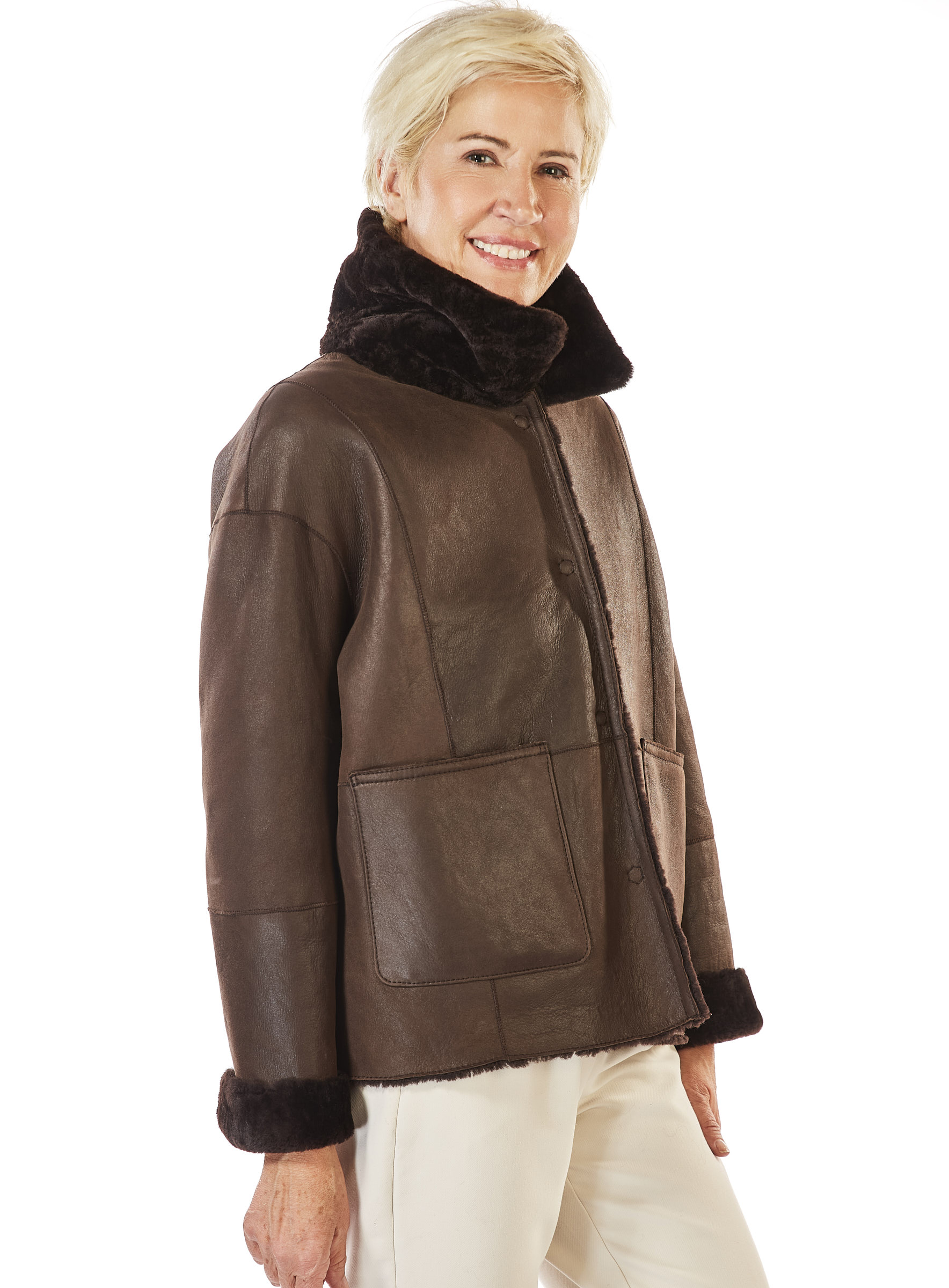 Lammfell Wendejacke dunkelbraun von Werner Christ