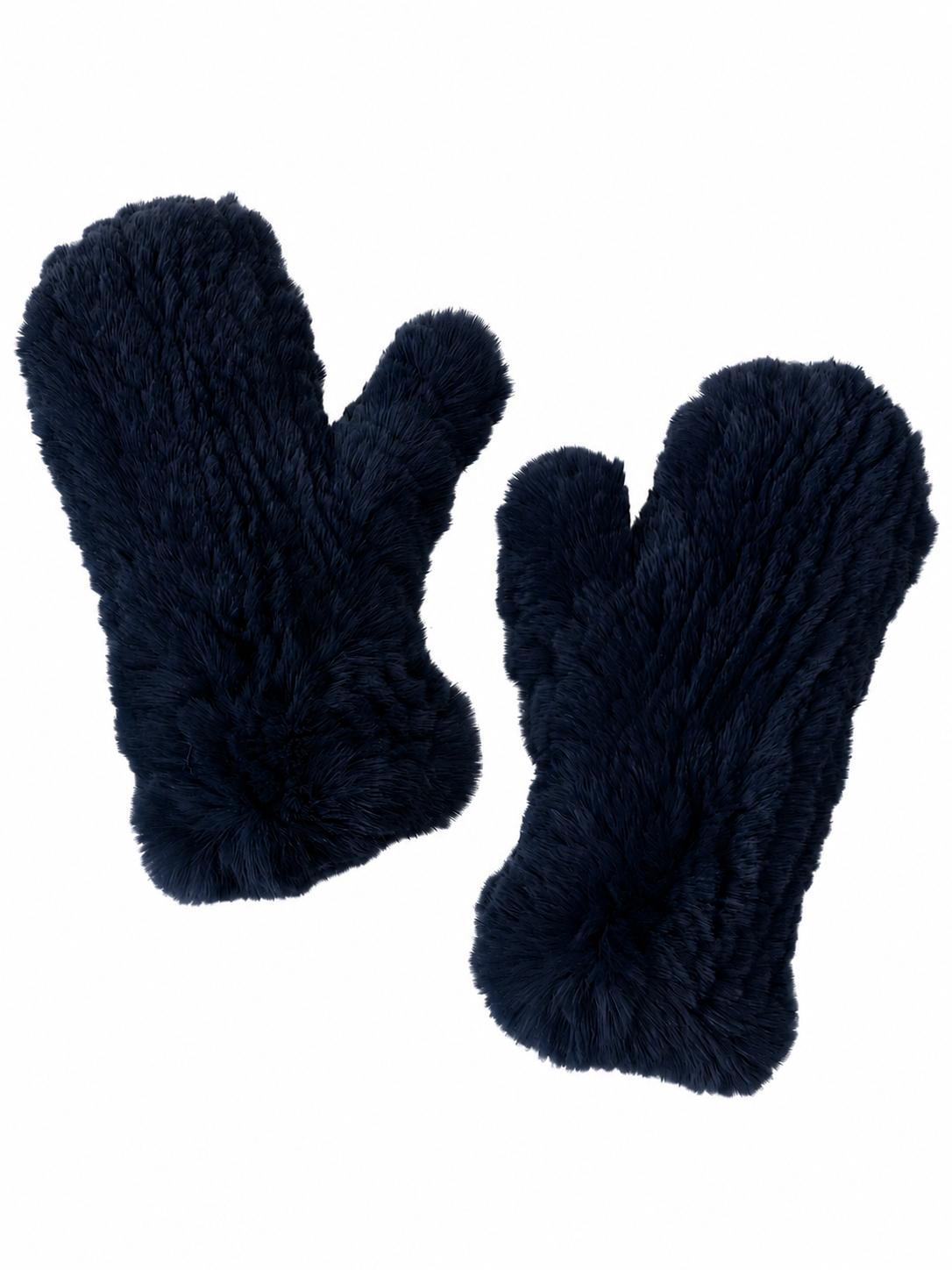 Flauschig warme Handwärmer aus Rexkaninpelz marine