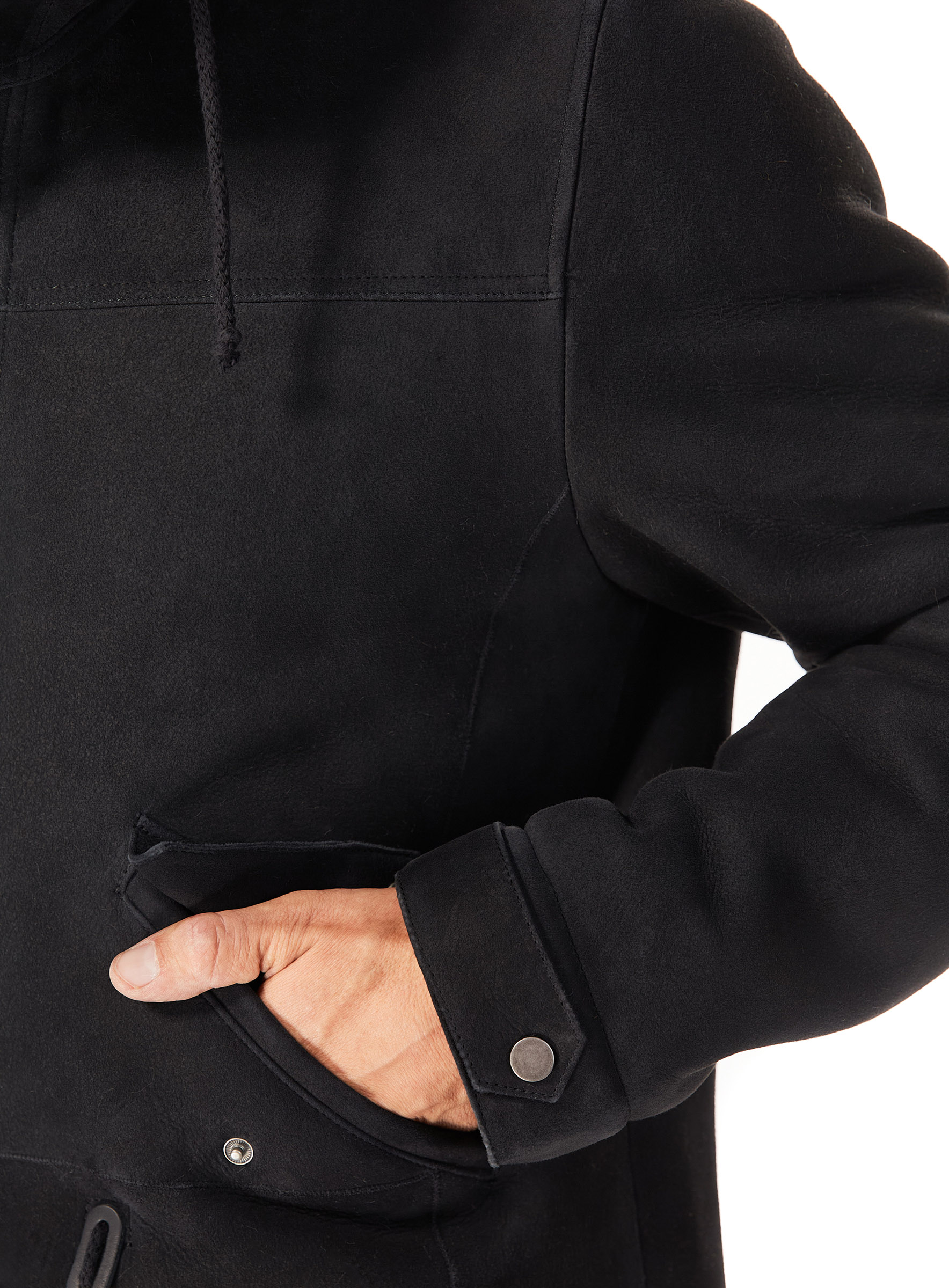 Merino Lammfell Herren Parka schwarz brisa