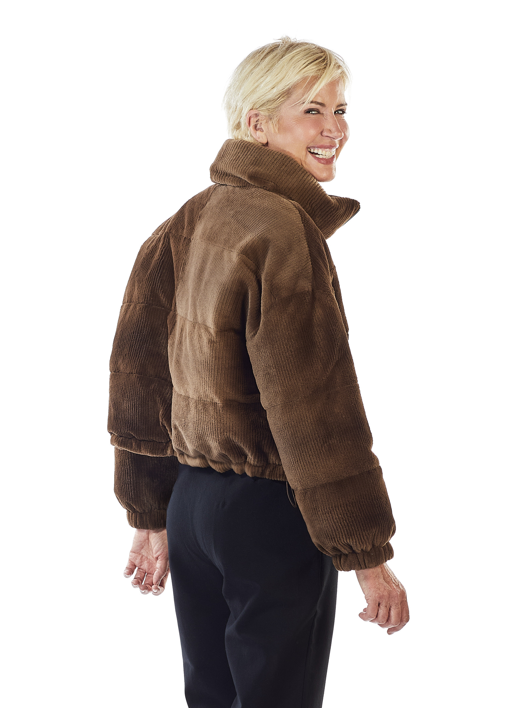 Superleichte Nerz-Wendejacke mit Rillenschur und Daune