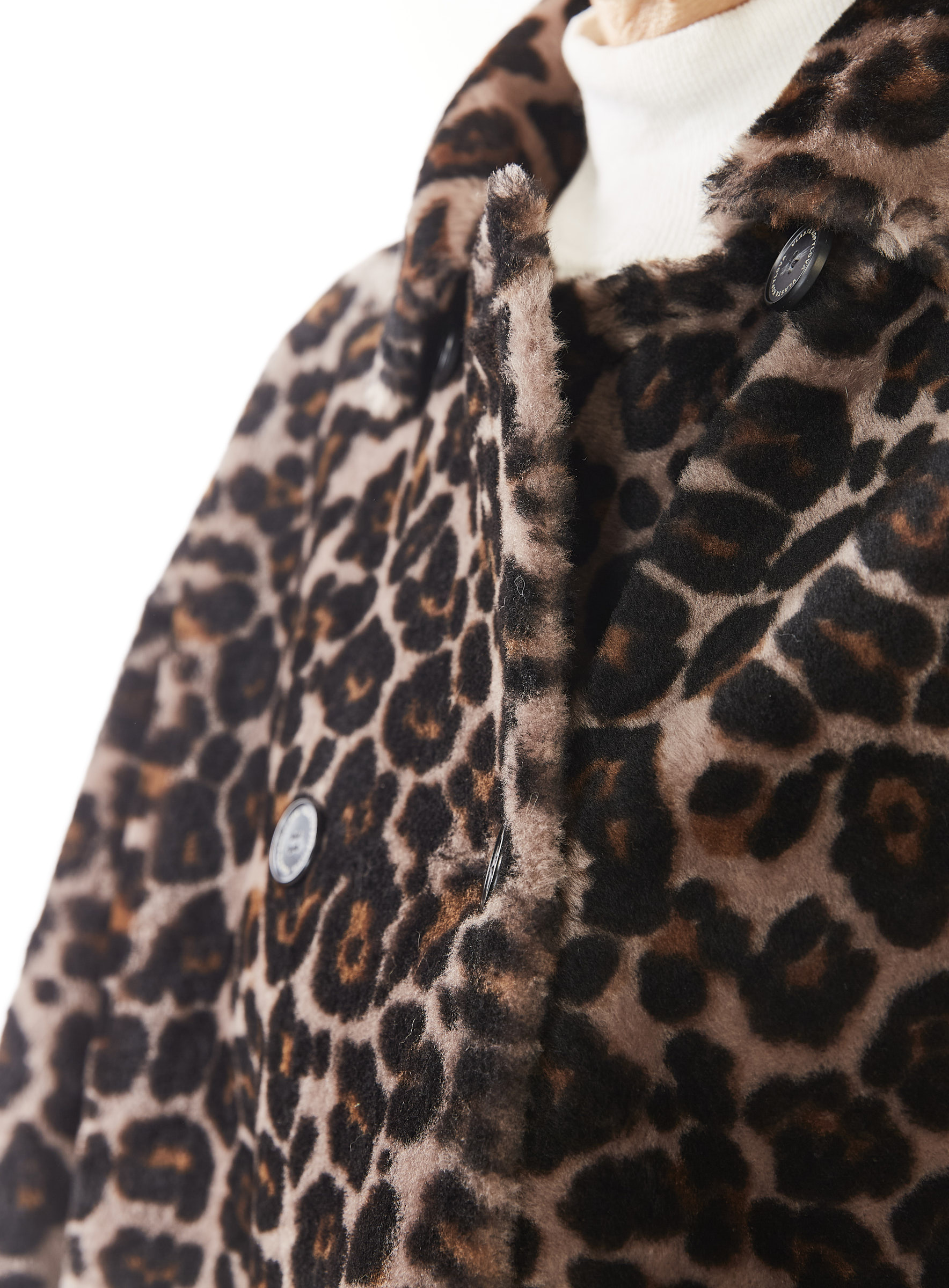 Oversized-Lammfelljacke mit Leodruck