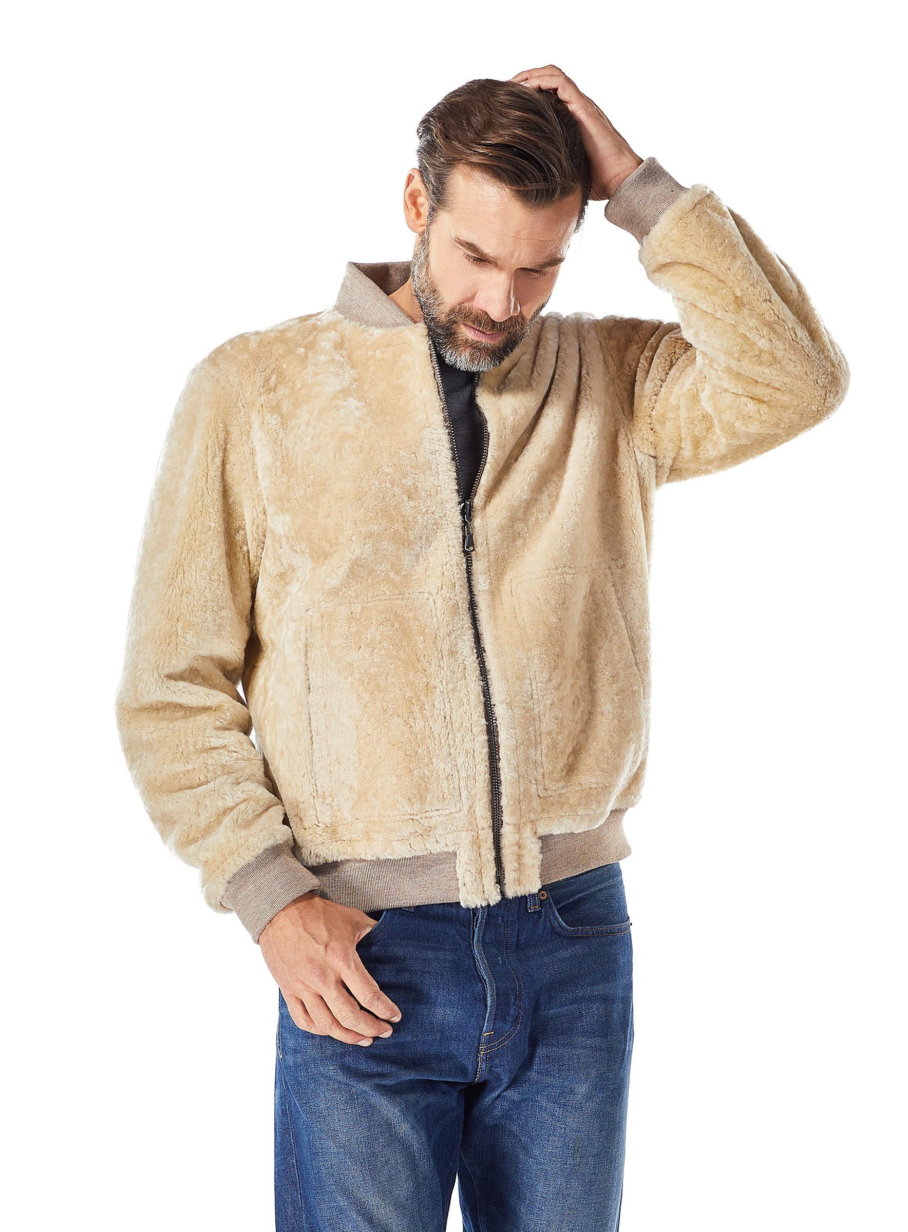 Lammfell Wendejacke für Herren Werner Christ taupe