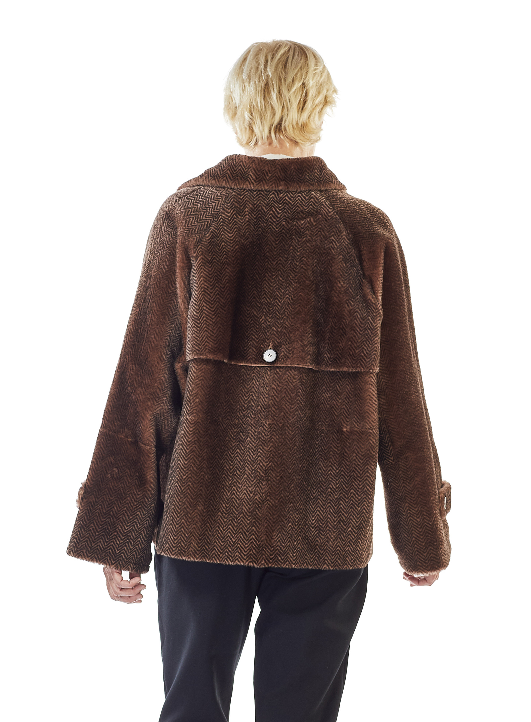 Stylische Lamm Nappa Merino Jacke in dunkelbraun