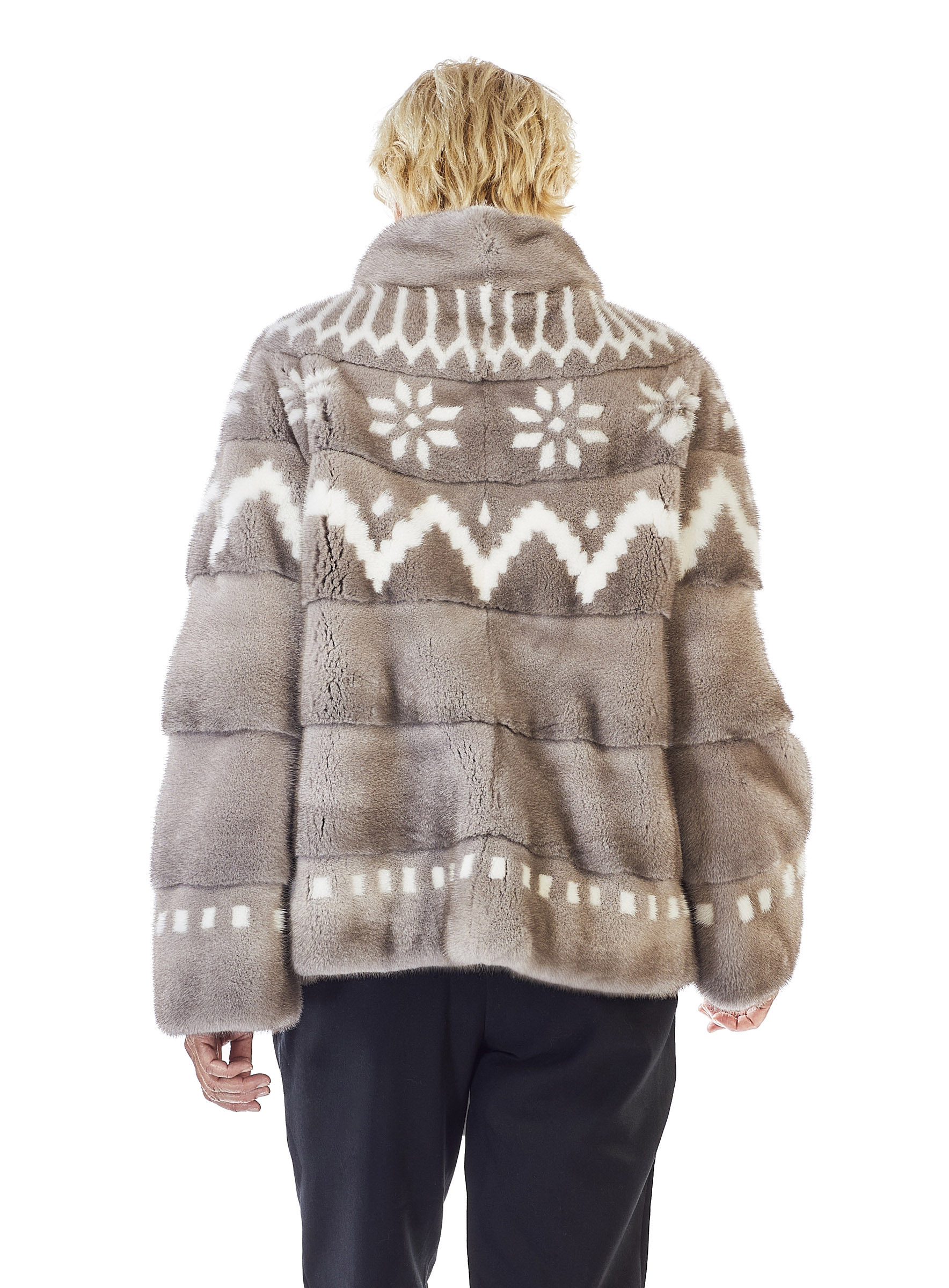 Nerz Jacke im Norweger Pullover Style