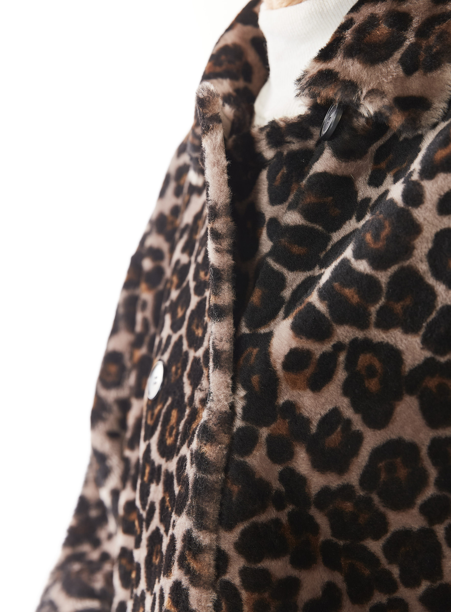 Oversized-Lammfelljacke mit Leodruck