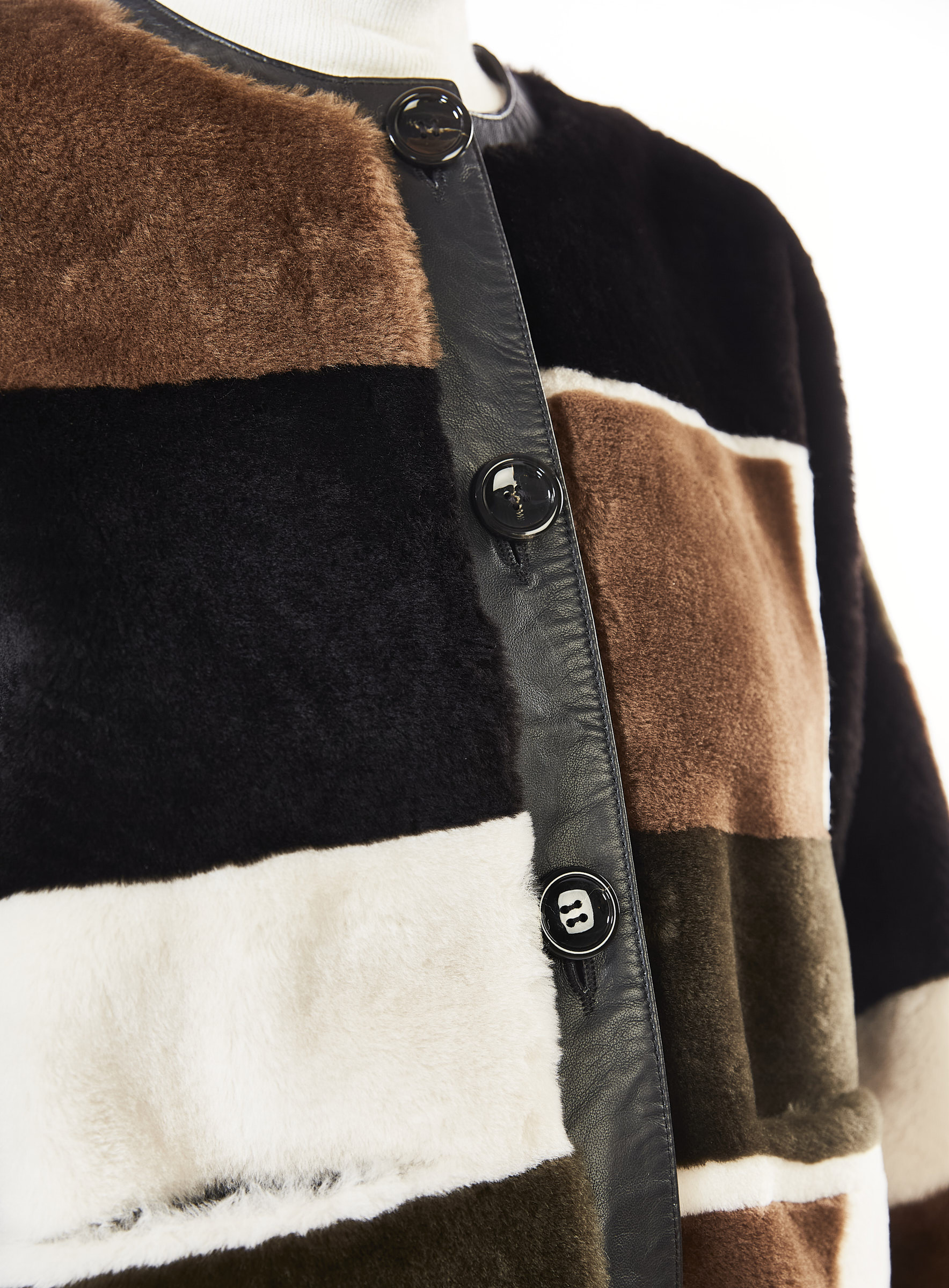 Lammfell-Wendejacke von Manzoni 24 in modischer Patchwork-Verarbeitung