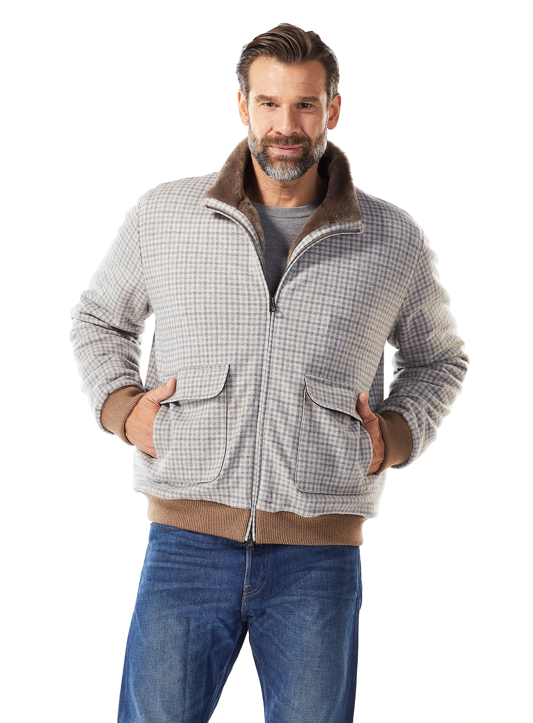 Herren Lammfellblouson mit Schurwolle von Manzoni 24